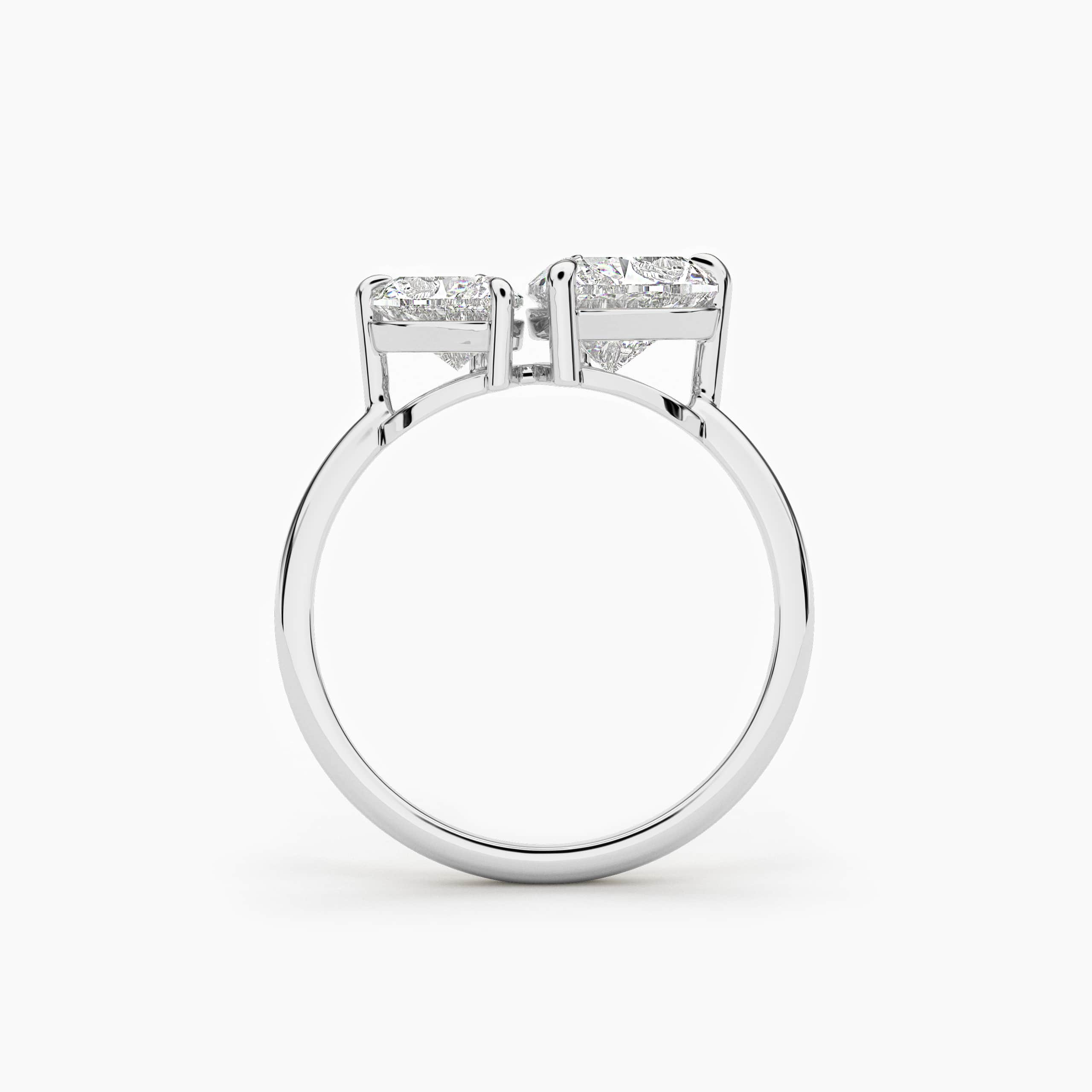 Heart Cut Moissanite Diamond Toi Et Moi Ring In White Gold