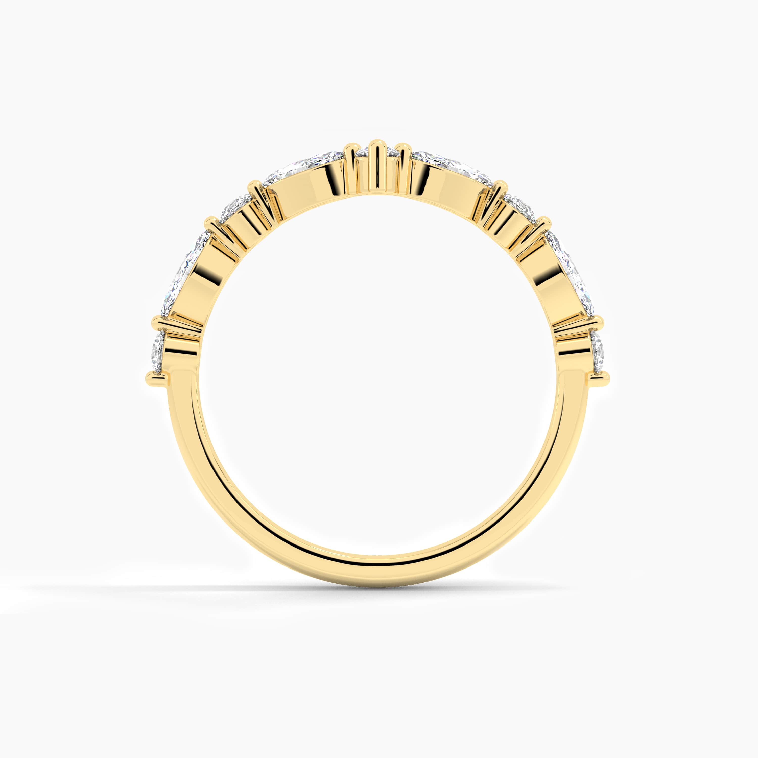 Yellow Gold Diamond Curved  Band