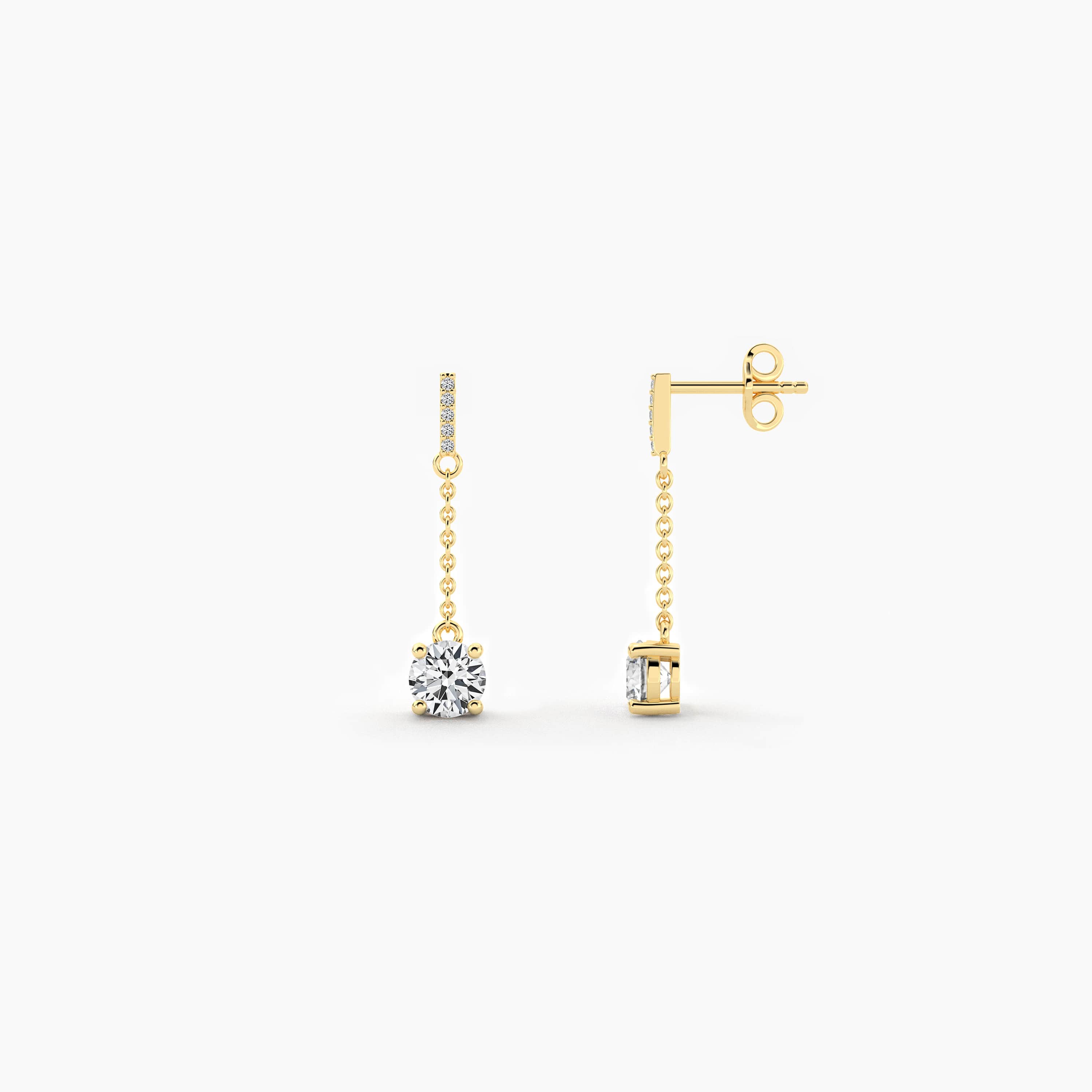 yellow gold diamond drop earring 