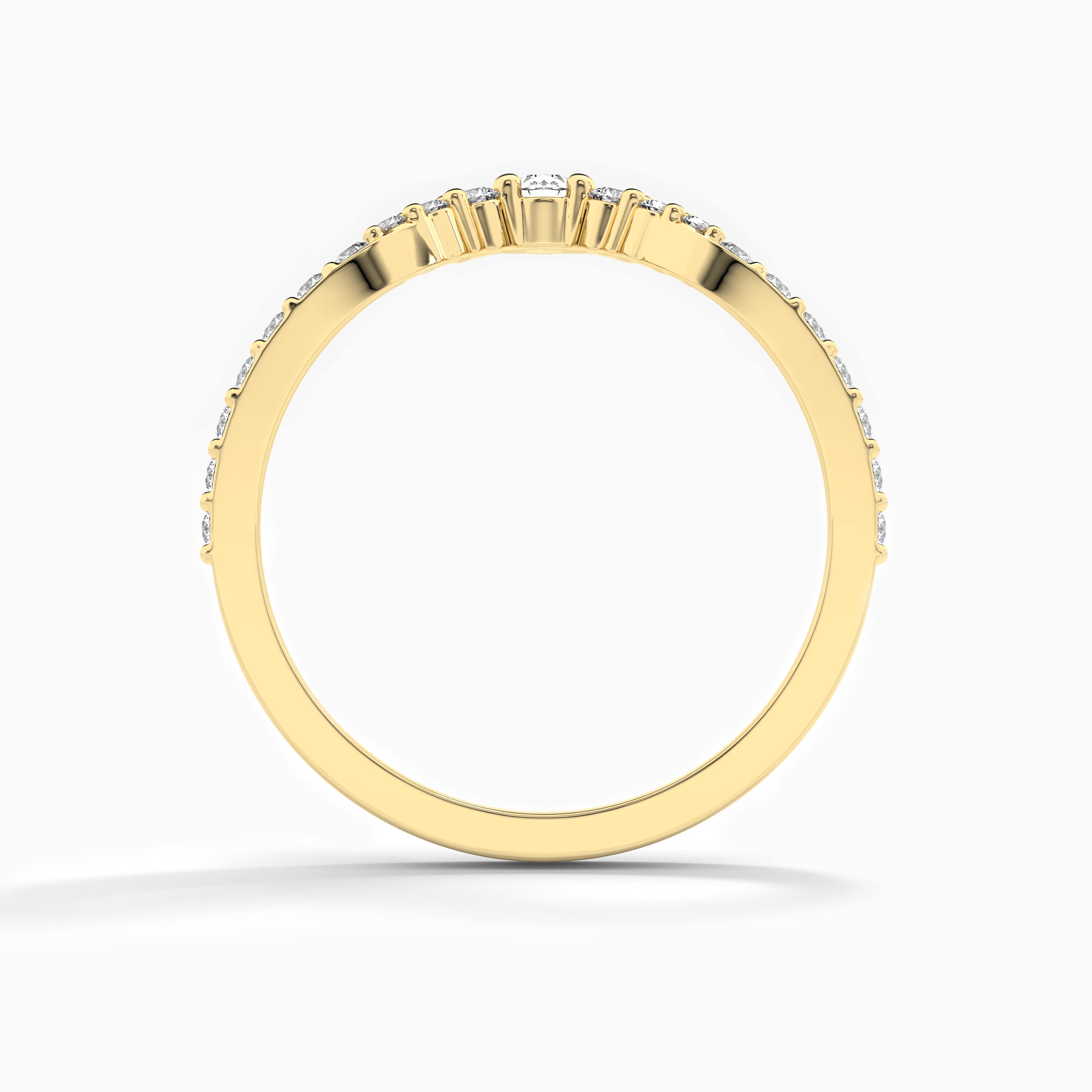 Yellow gold diamond curved band 