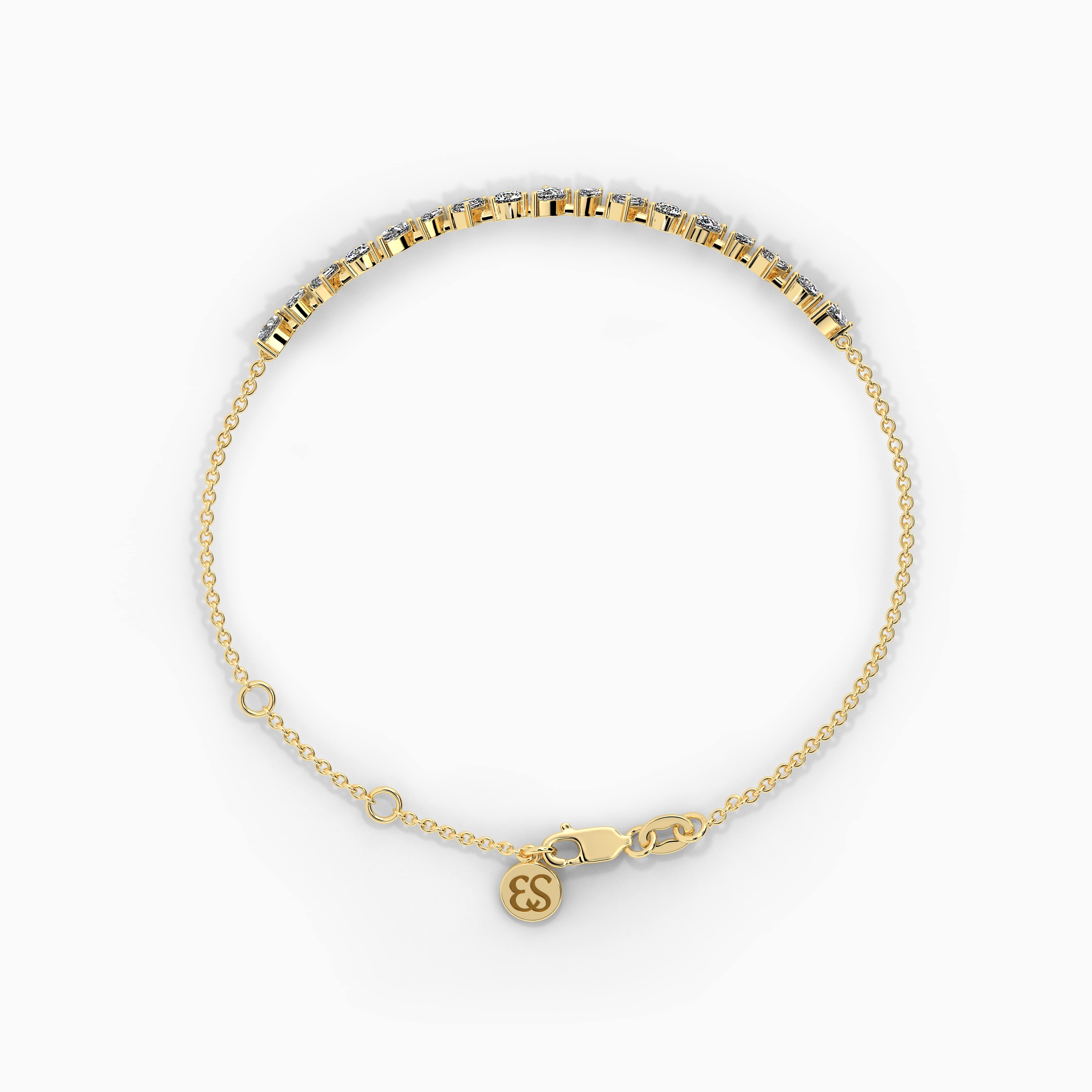 Multi Shape Moissanite Diamond Bracelet In Yellow Gold