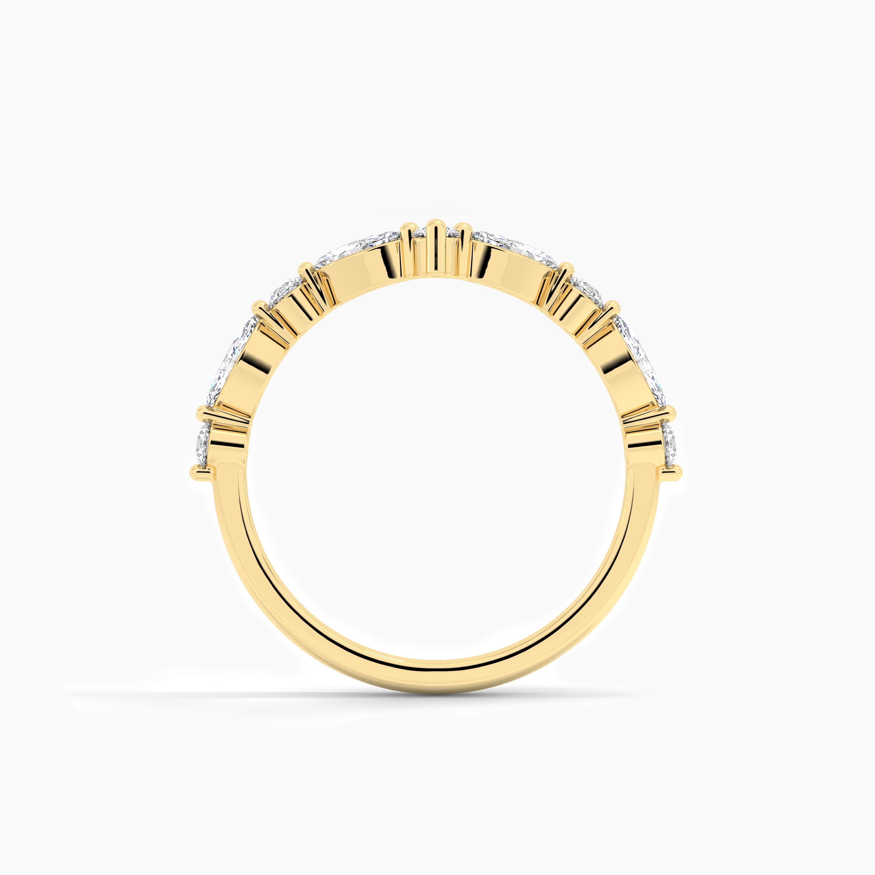 yellow gold lab grown diamond curved ring