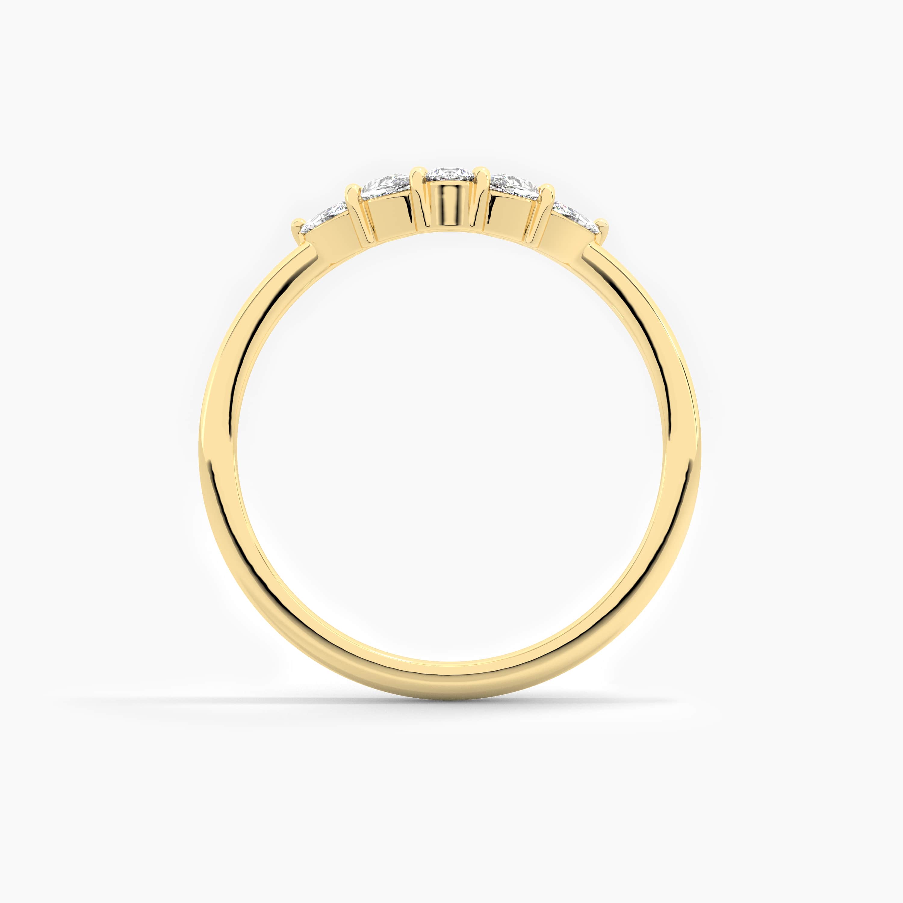 yellow gold multi shape diamond curved ring 