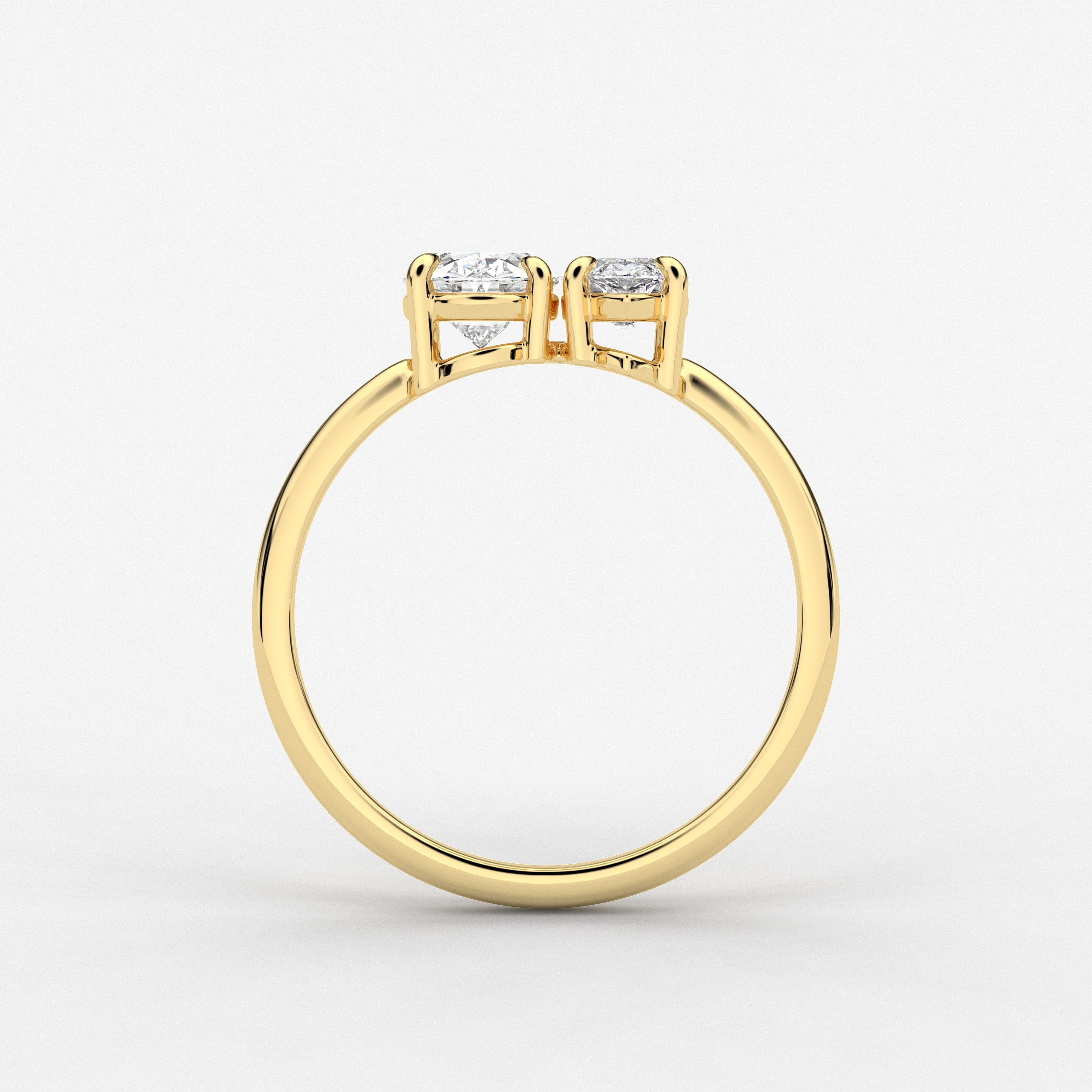 Toi Et Moi Marquise Shaped & Oval  Diamond Engagement  Ring In Yellow Gold