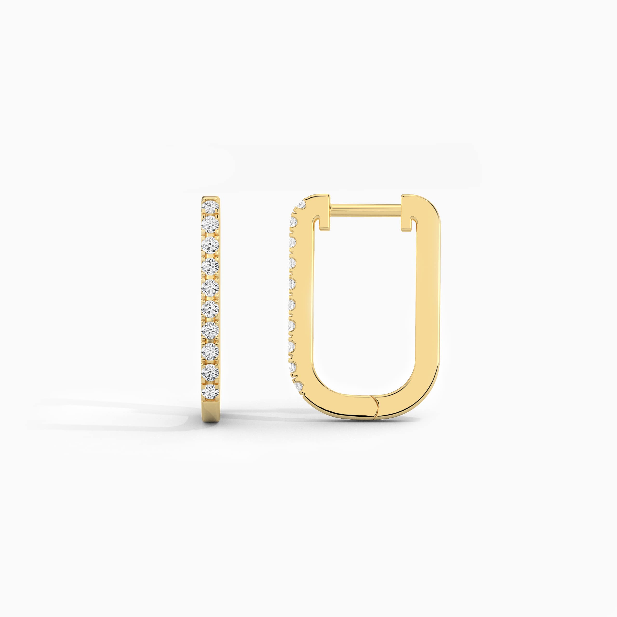 Yellow gold diamond paperclip earrings rendering image