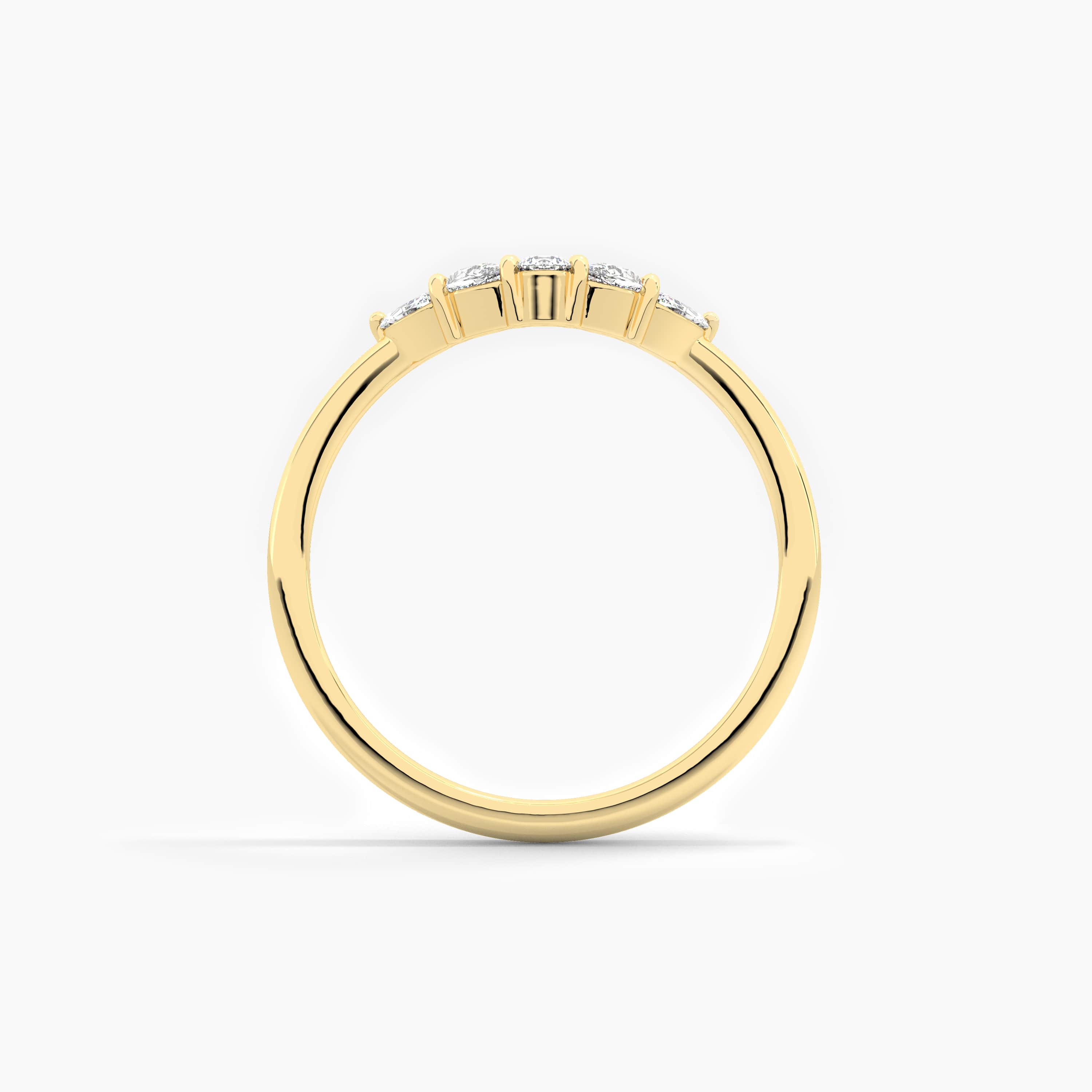 yellow gold multi shape diamond curved ring