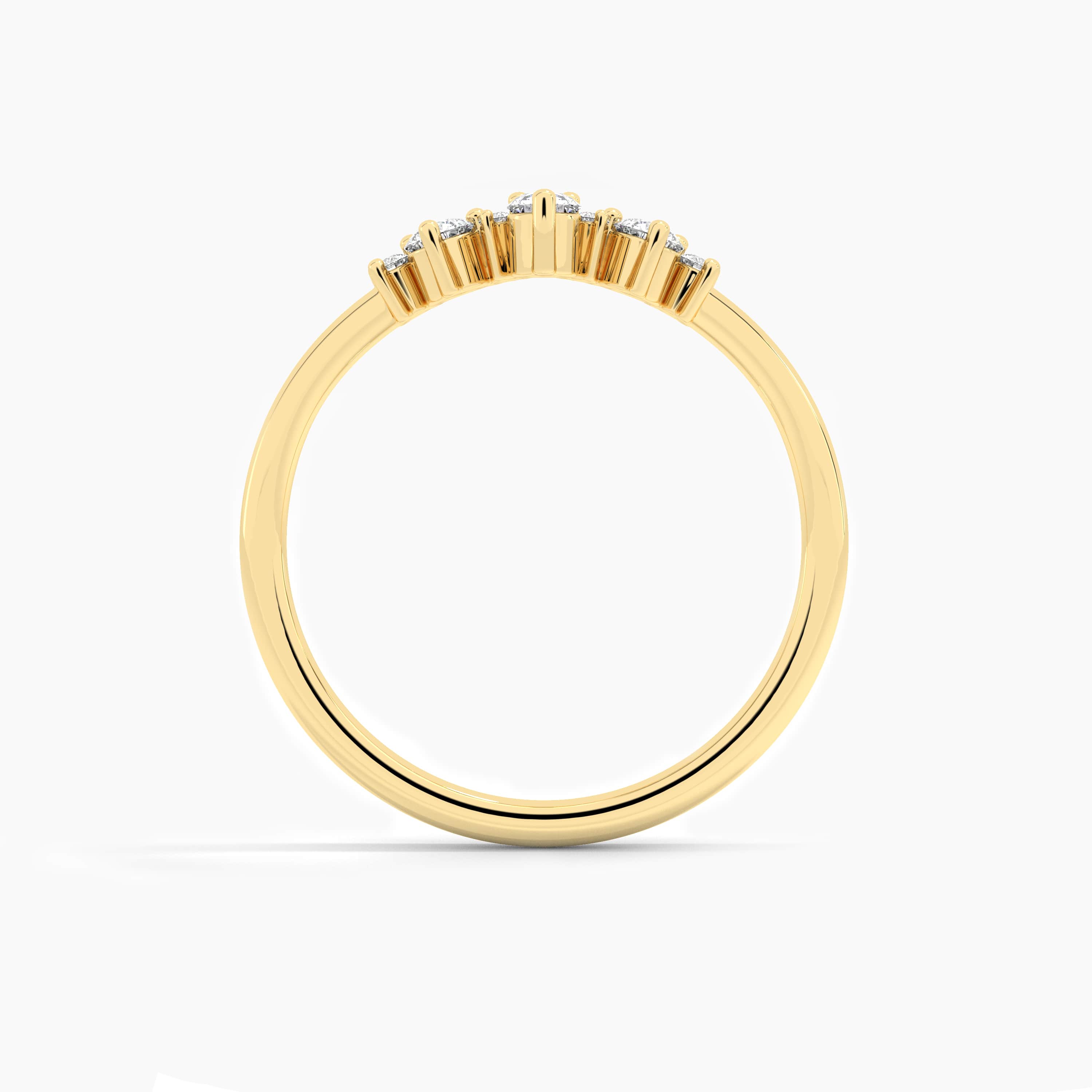 moissanite diamond curved ring in yellow gold 