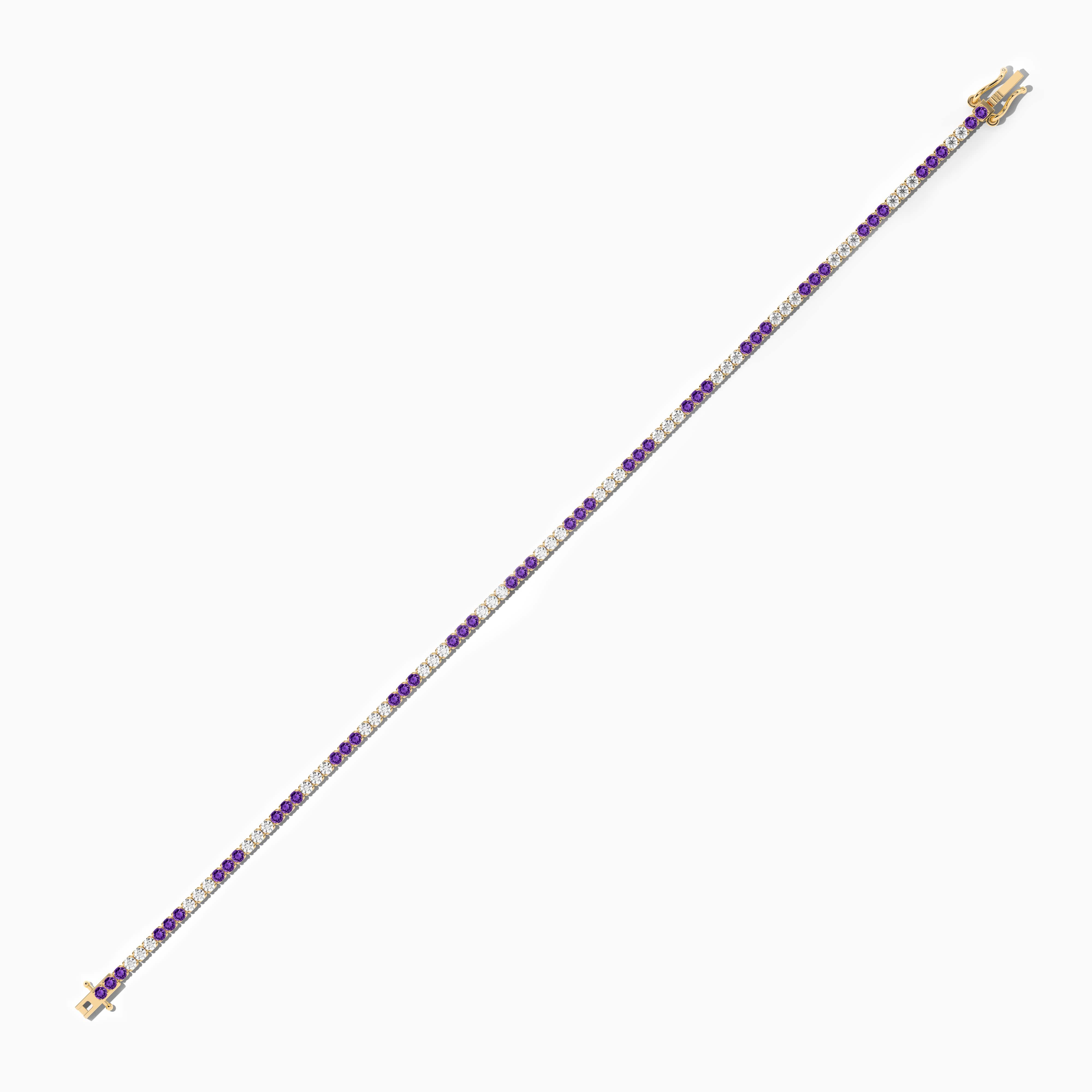 yellow gold amethyst diamond tennis bracelet 