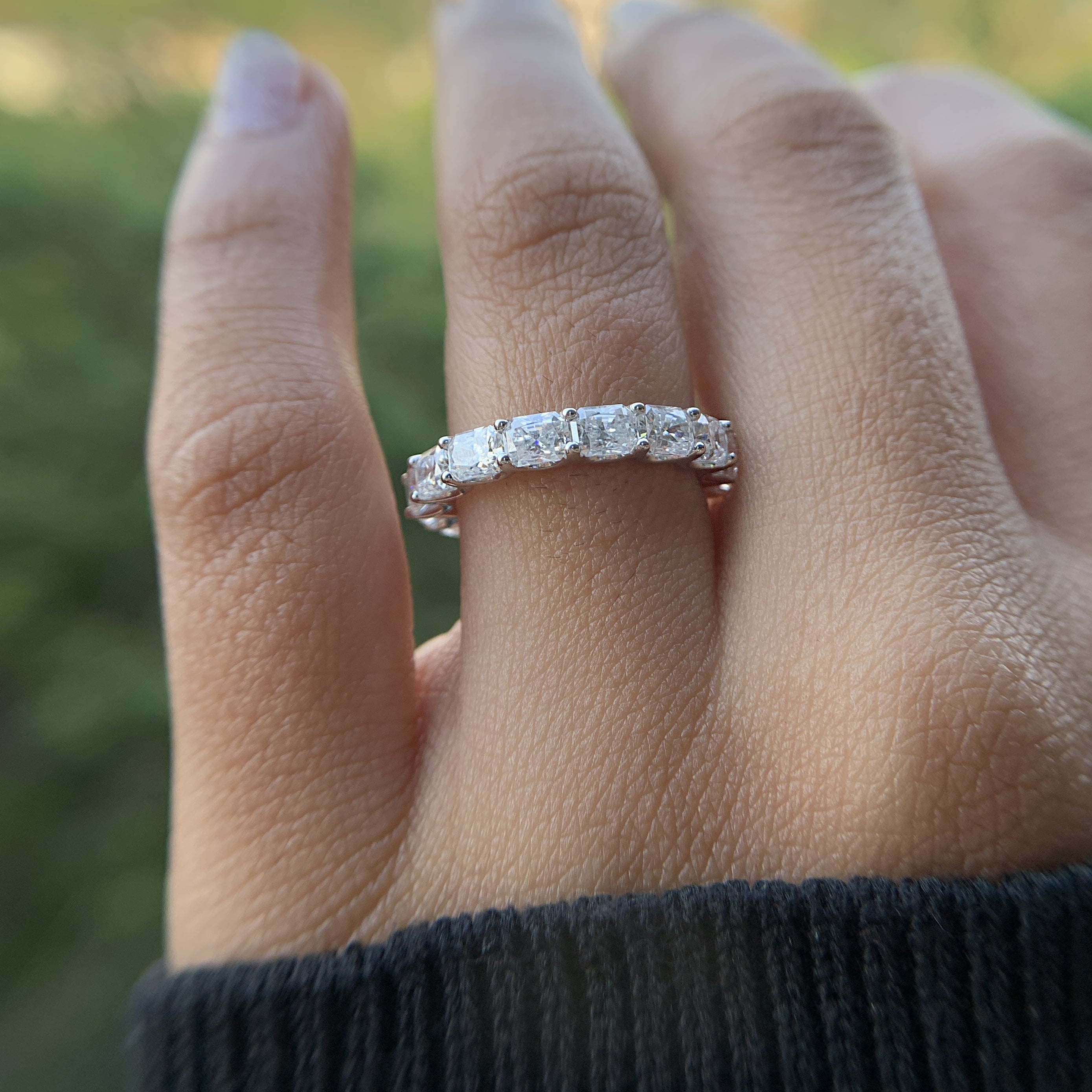 Radiant Cut Lab Diamond Eternity Band in Rose Gold