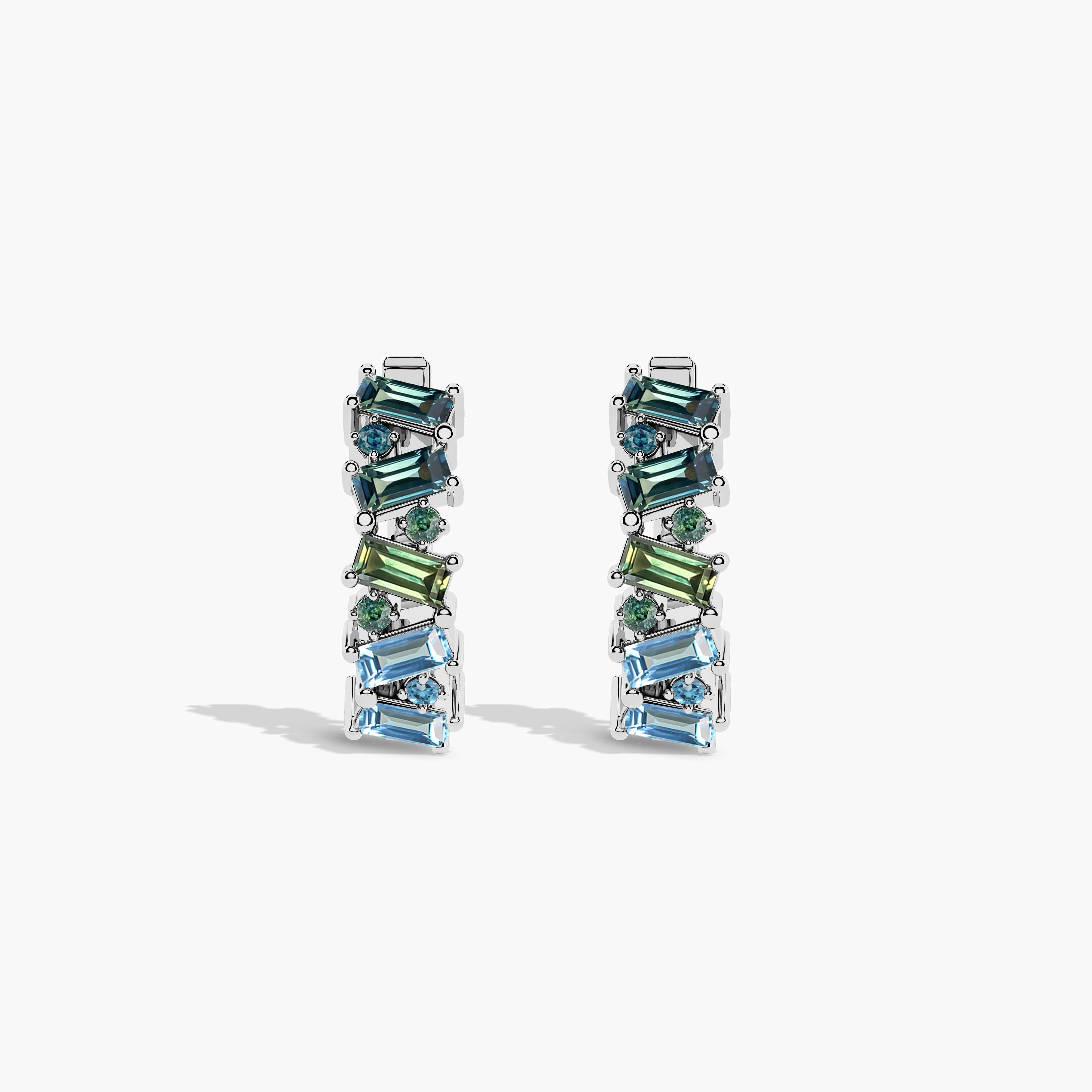 Multi Colored Gemstone Hoop Earrings​
