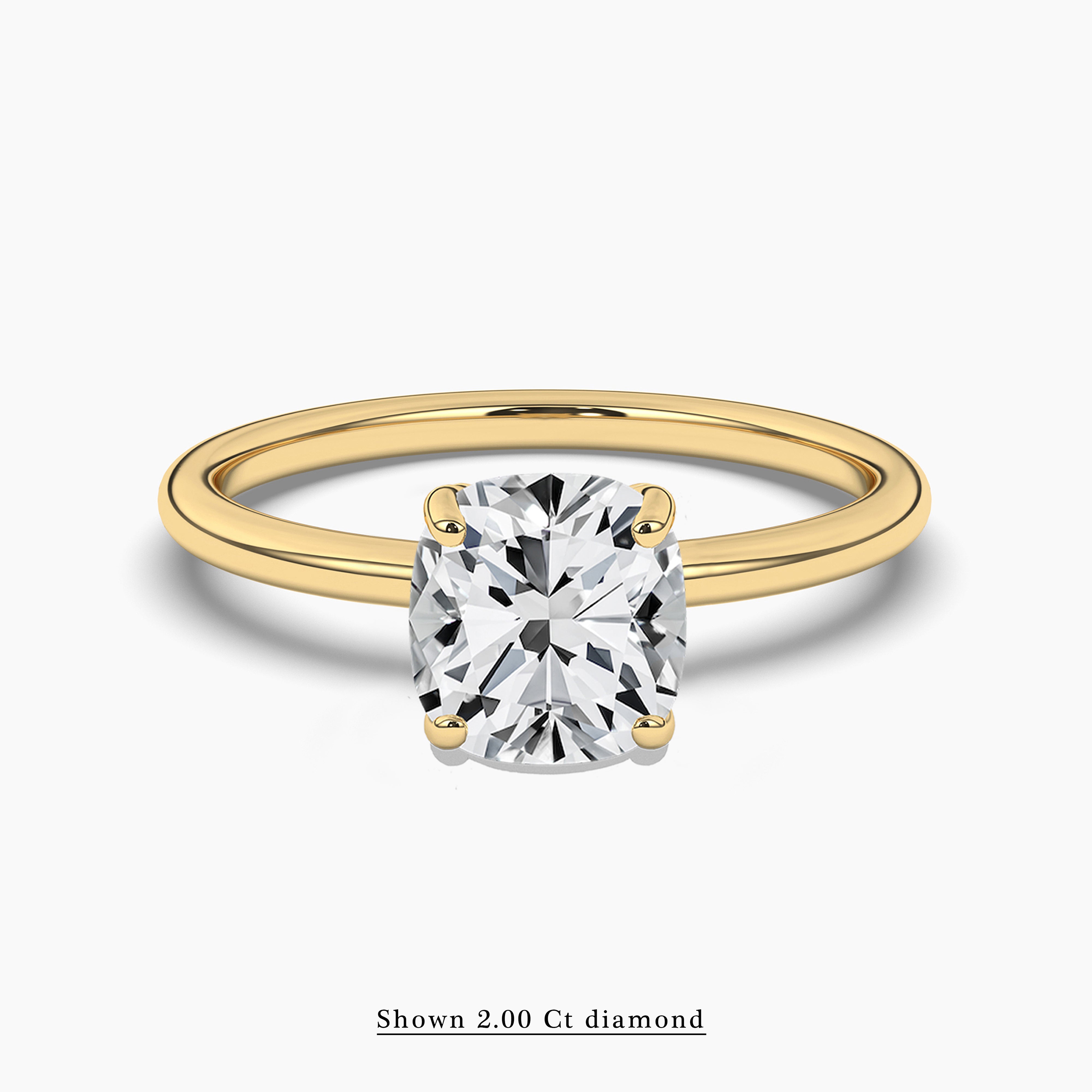 Cushion Cut Moissanite Solitaire Engagement Ring.