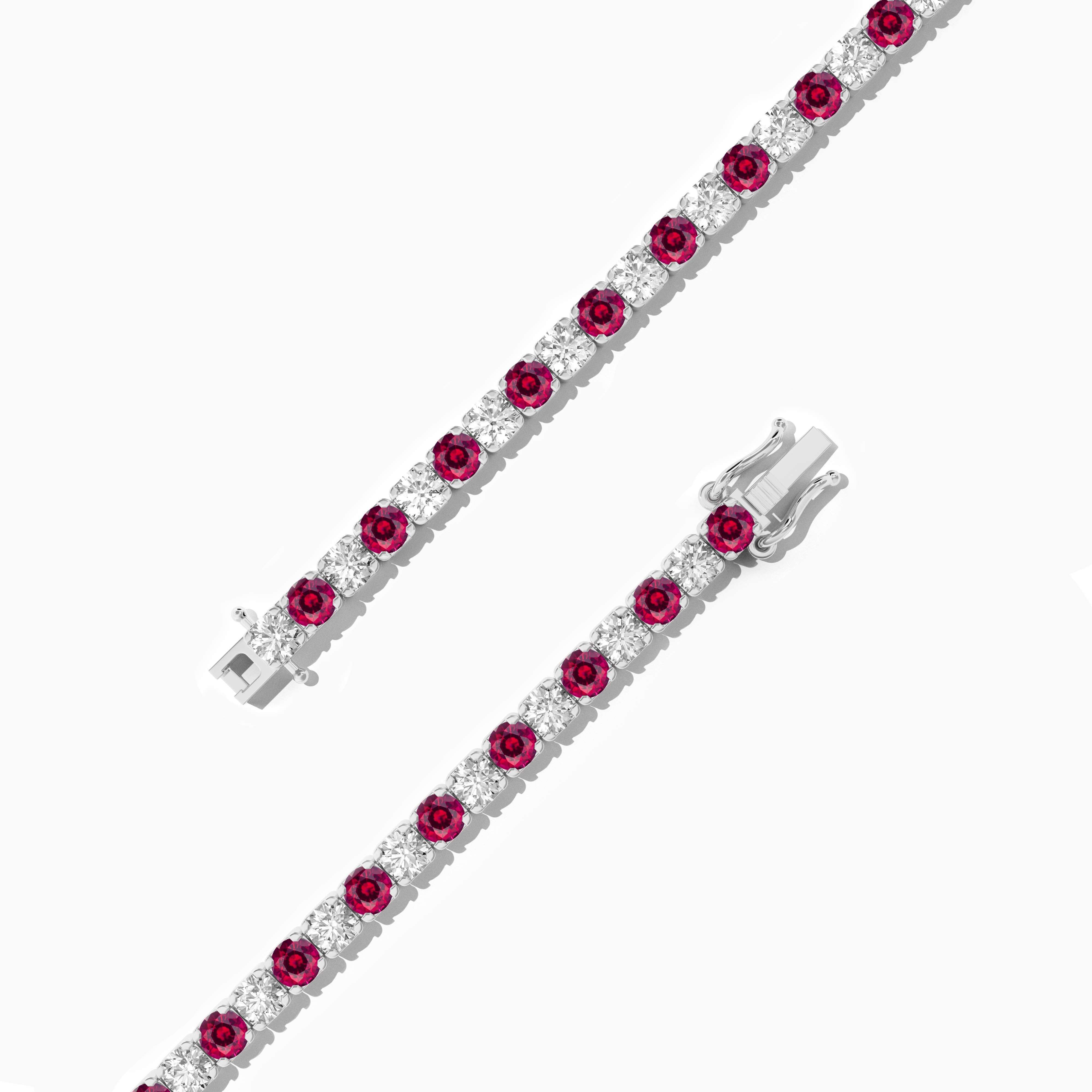 red gemstone bracelet in white gold 