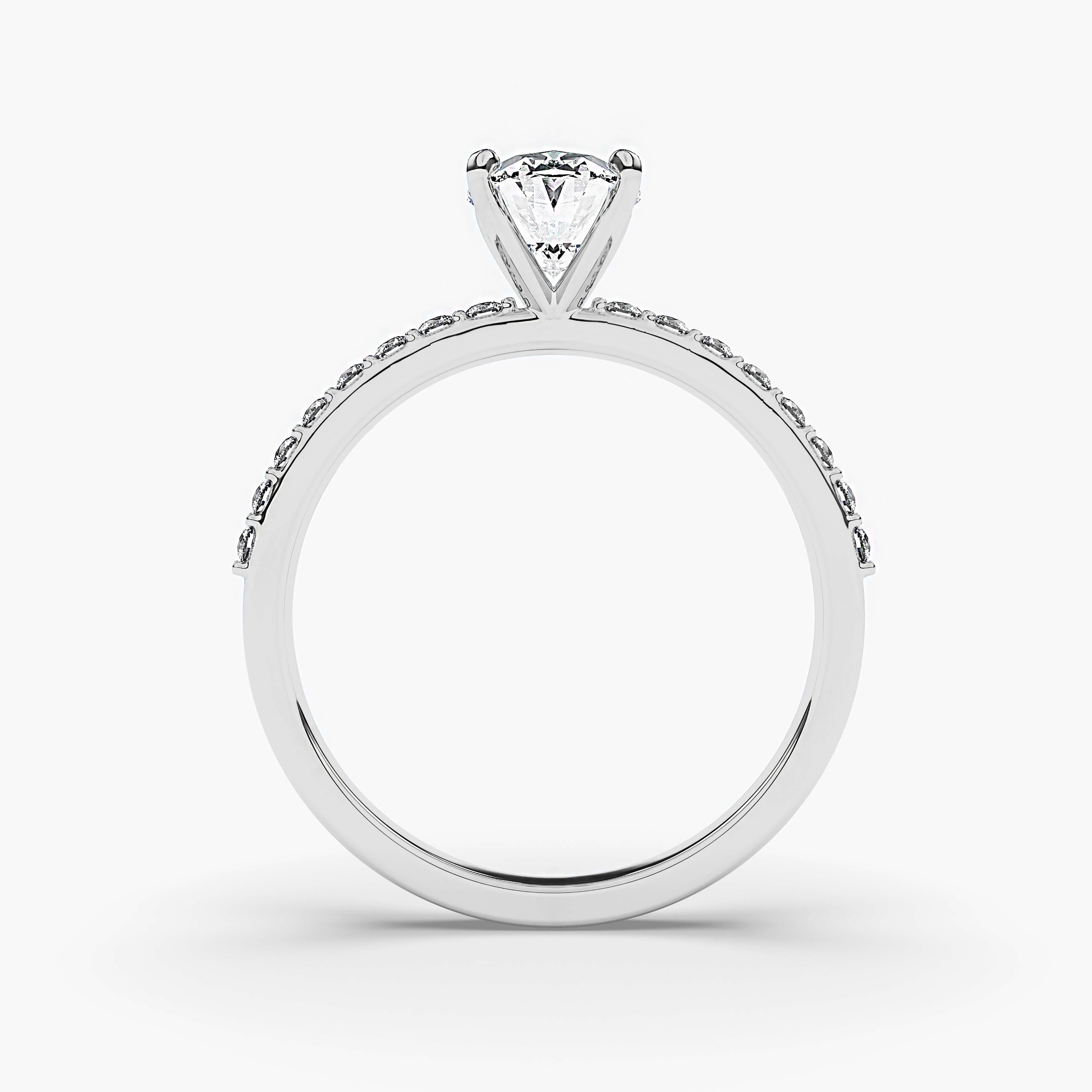 Oval Solitaire Engagement Ring With Side Accents​ in Silver 