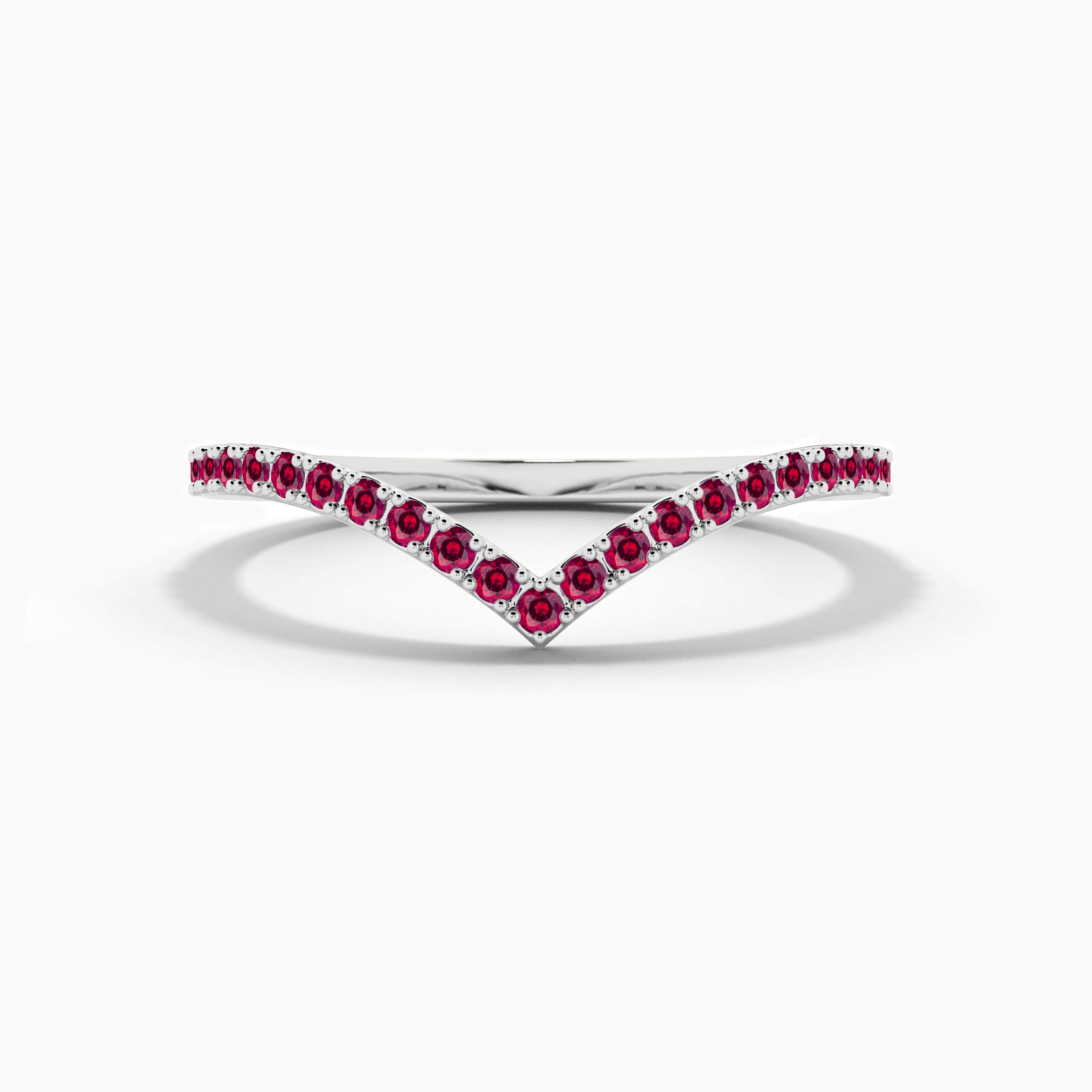 white gold ruby diamond curved ring 
