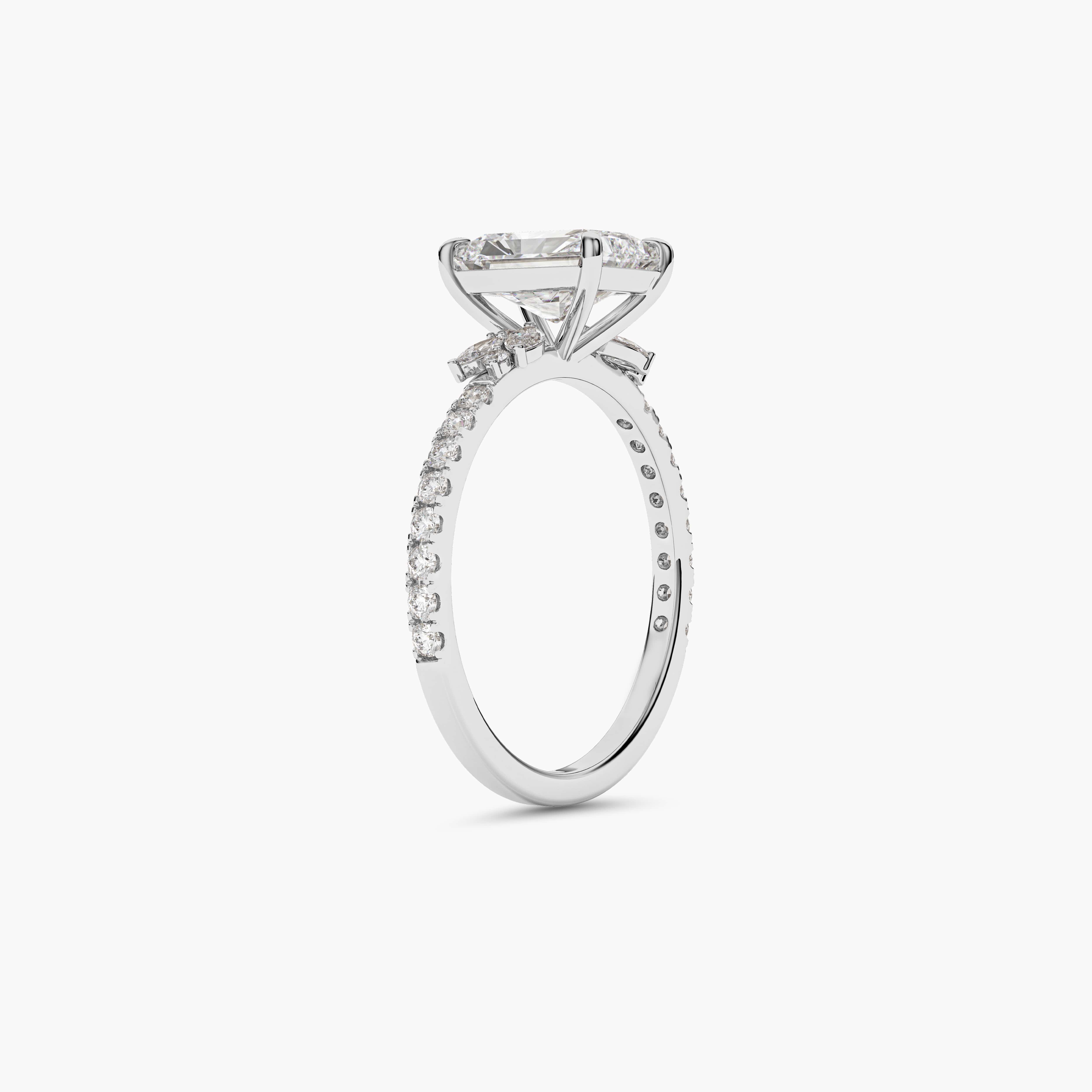 Radiant Cut Diamond Ring​ White Gold 