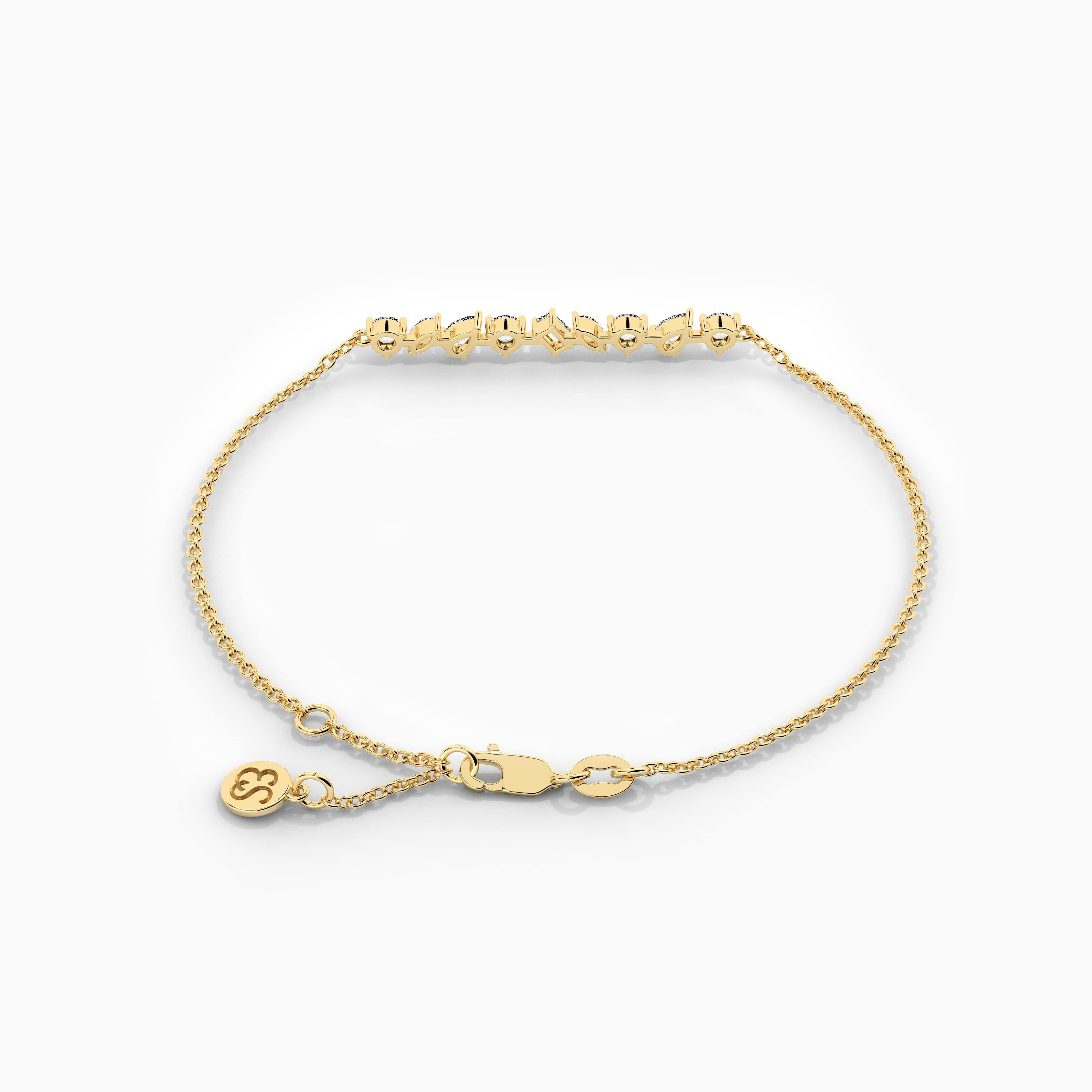 Multi Shape Diamond Five Stone Bracelet In Yellow Gold For Woman 