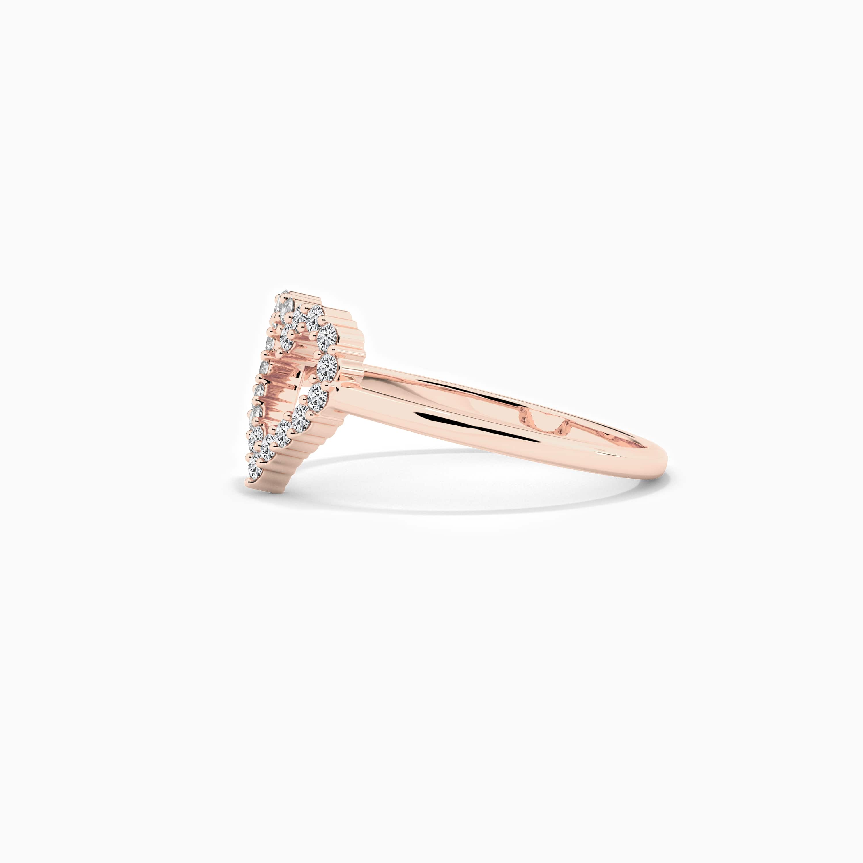 14k Rose Gold Heart Shaped Diamond Ring