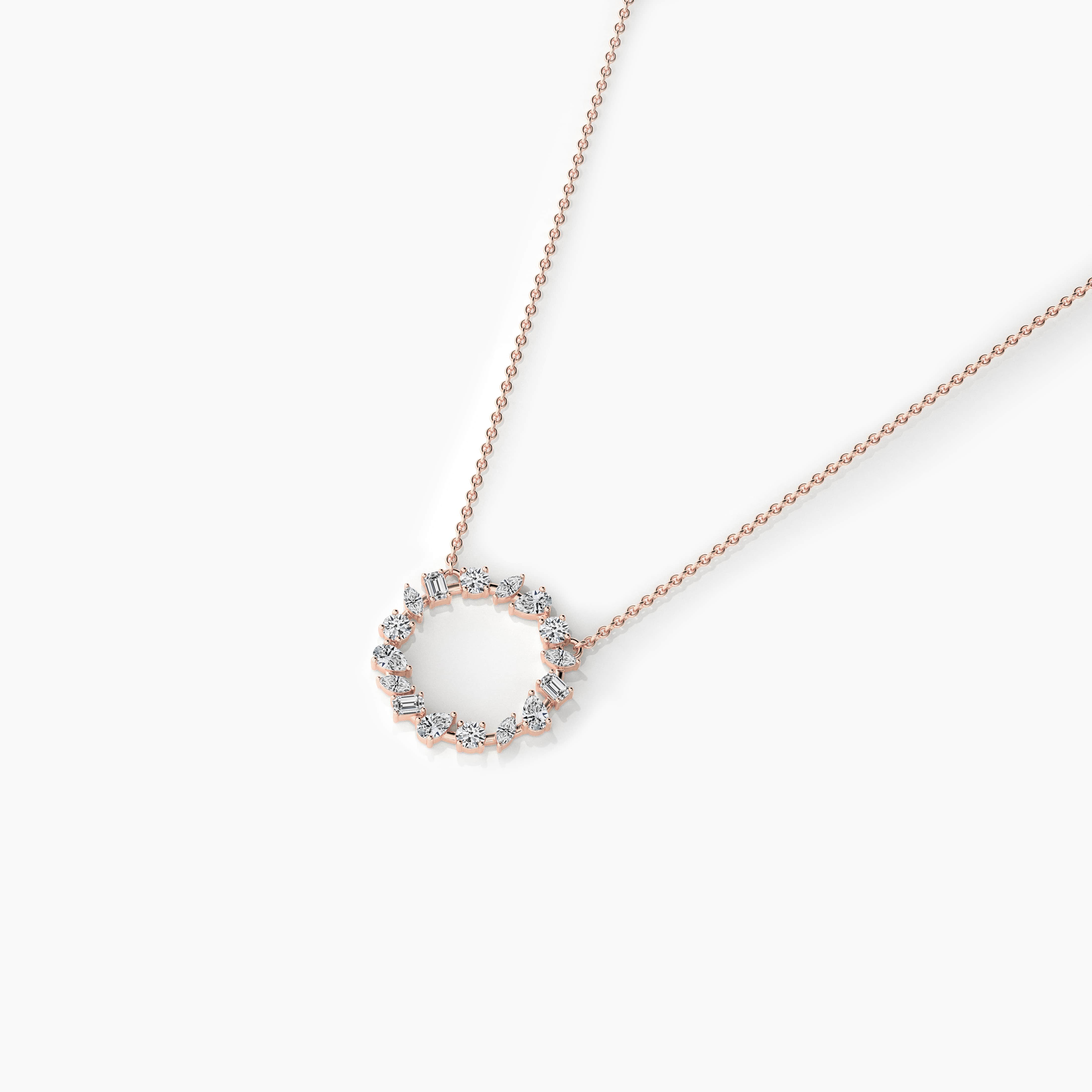  multi shape diamond circle necklace