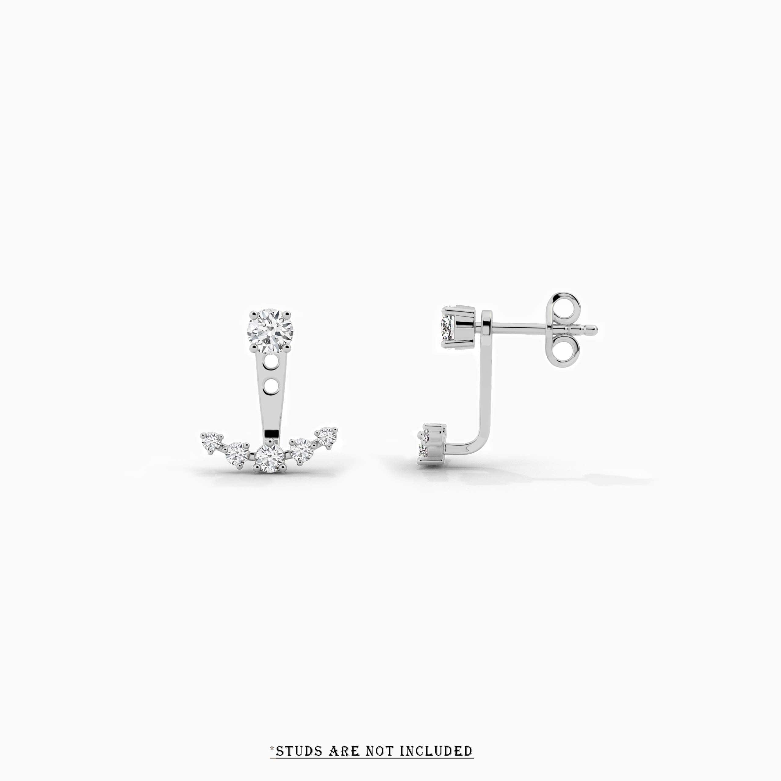 Round Cut Diamond Jacket Earring In White Gold For Woman