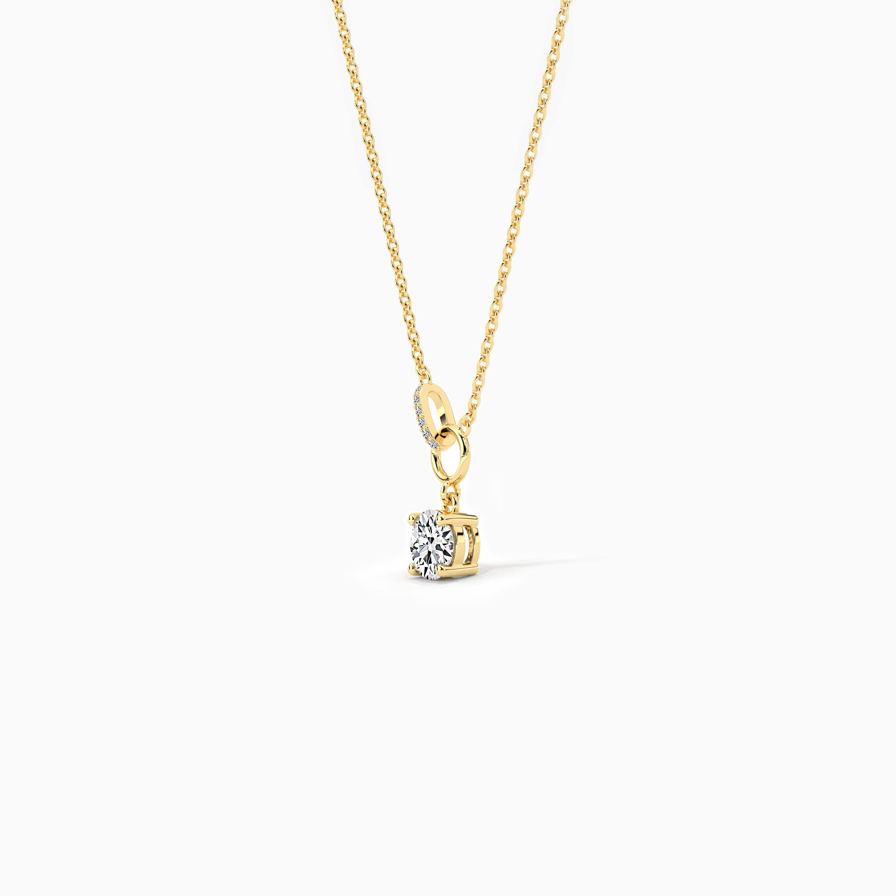 yellow gold solitaire diamond  necklace 