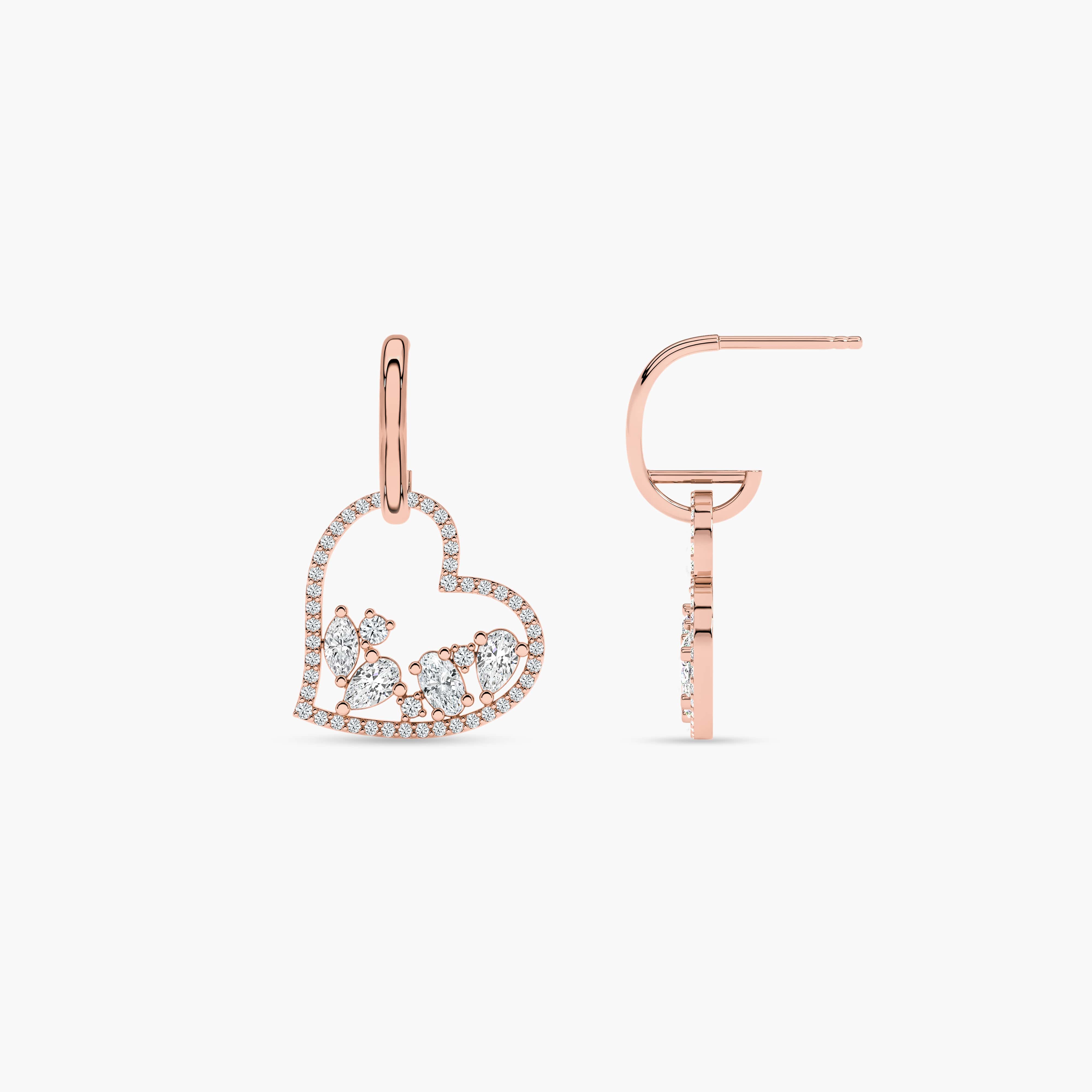 rose gold heart earrings