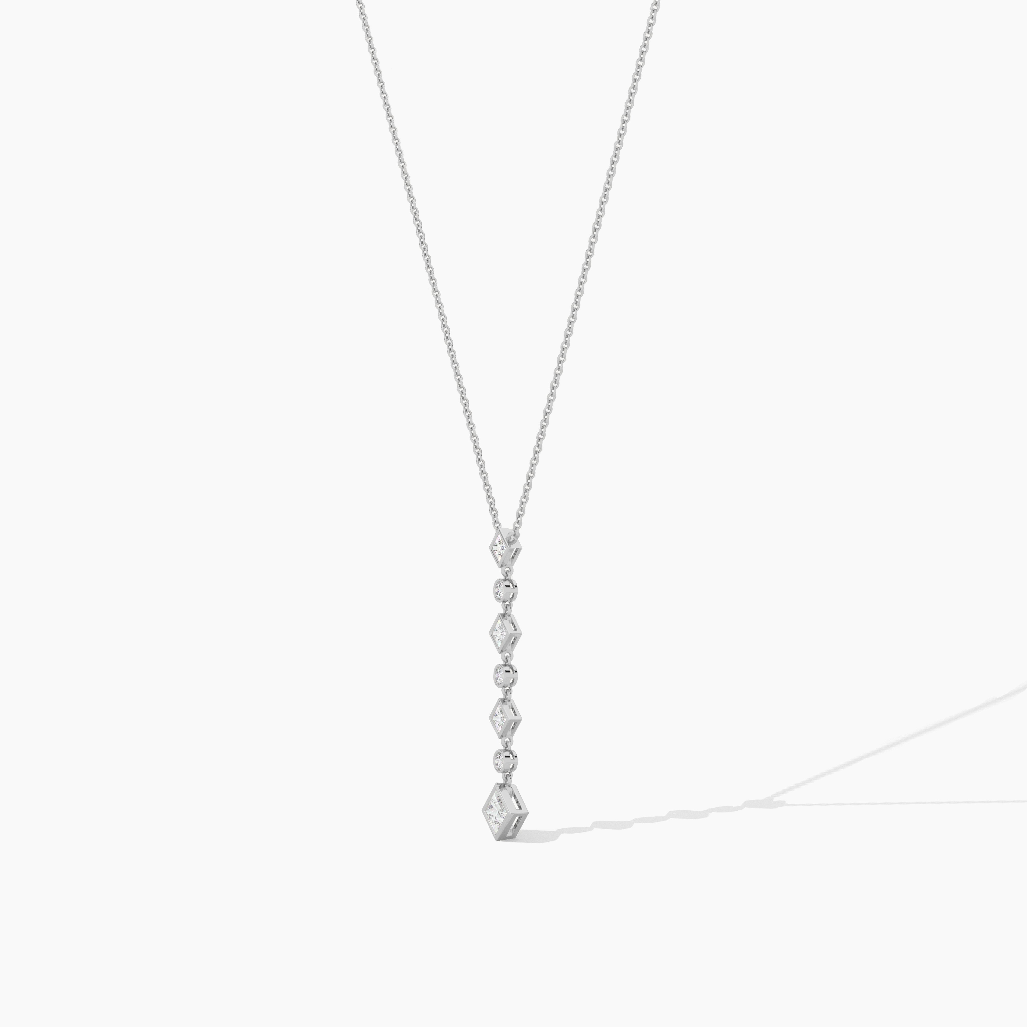 14k White Gold Long Lariat Necklace