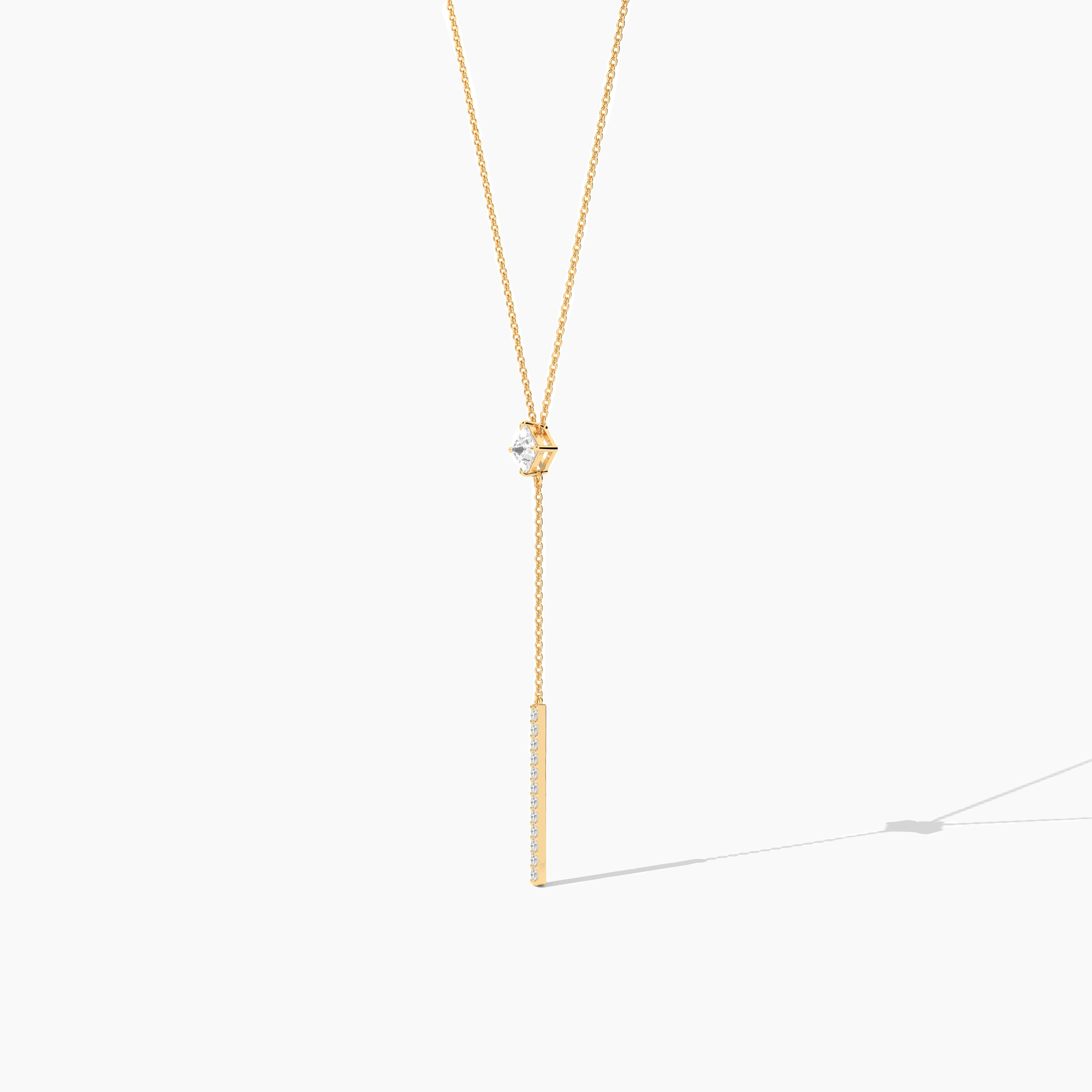 yellow gold moissanite diamond lariat necklace for women