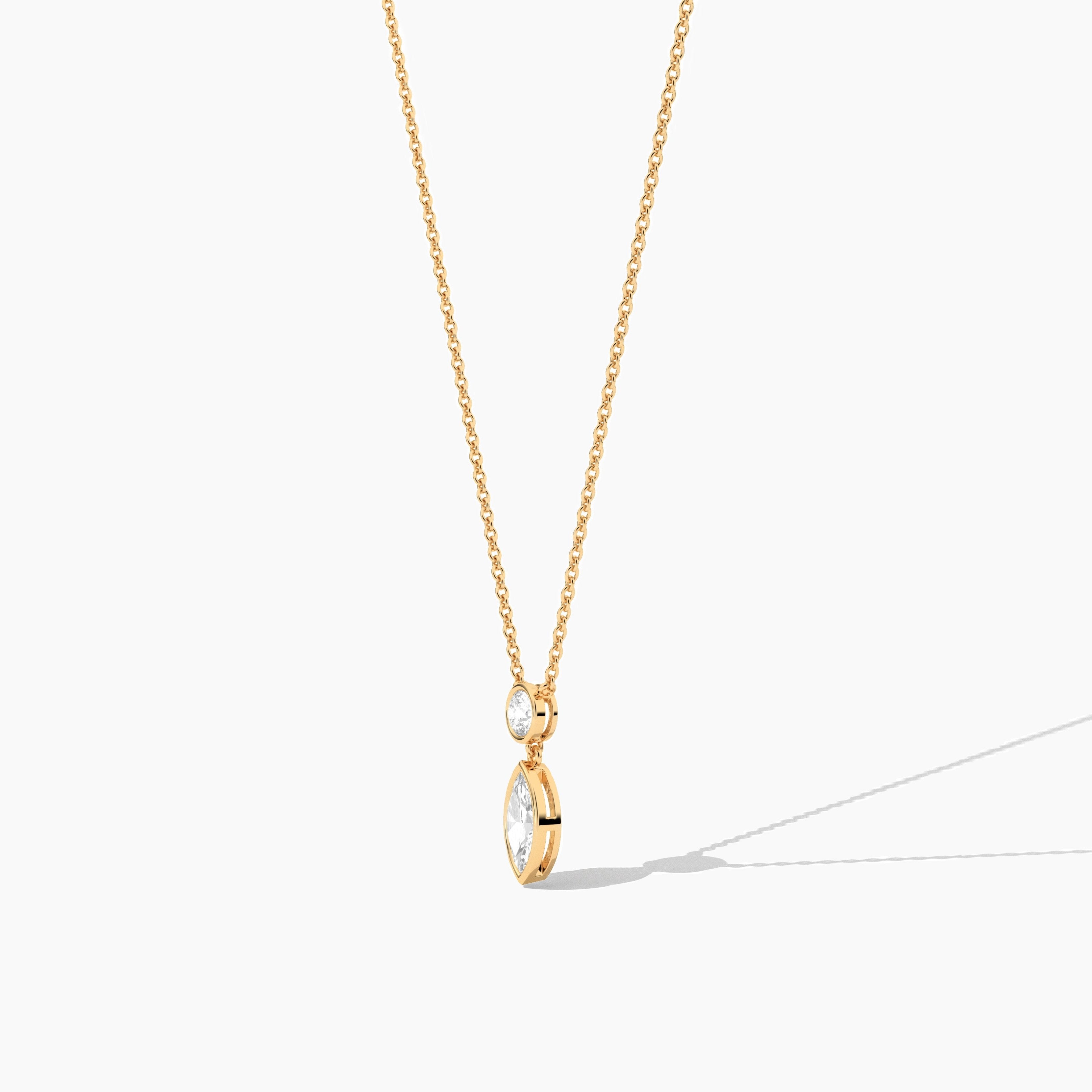 duo drop necklace in yellow gold