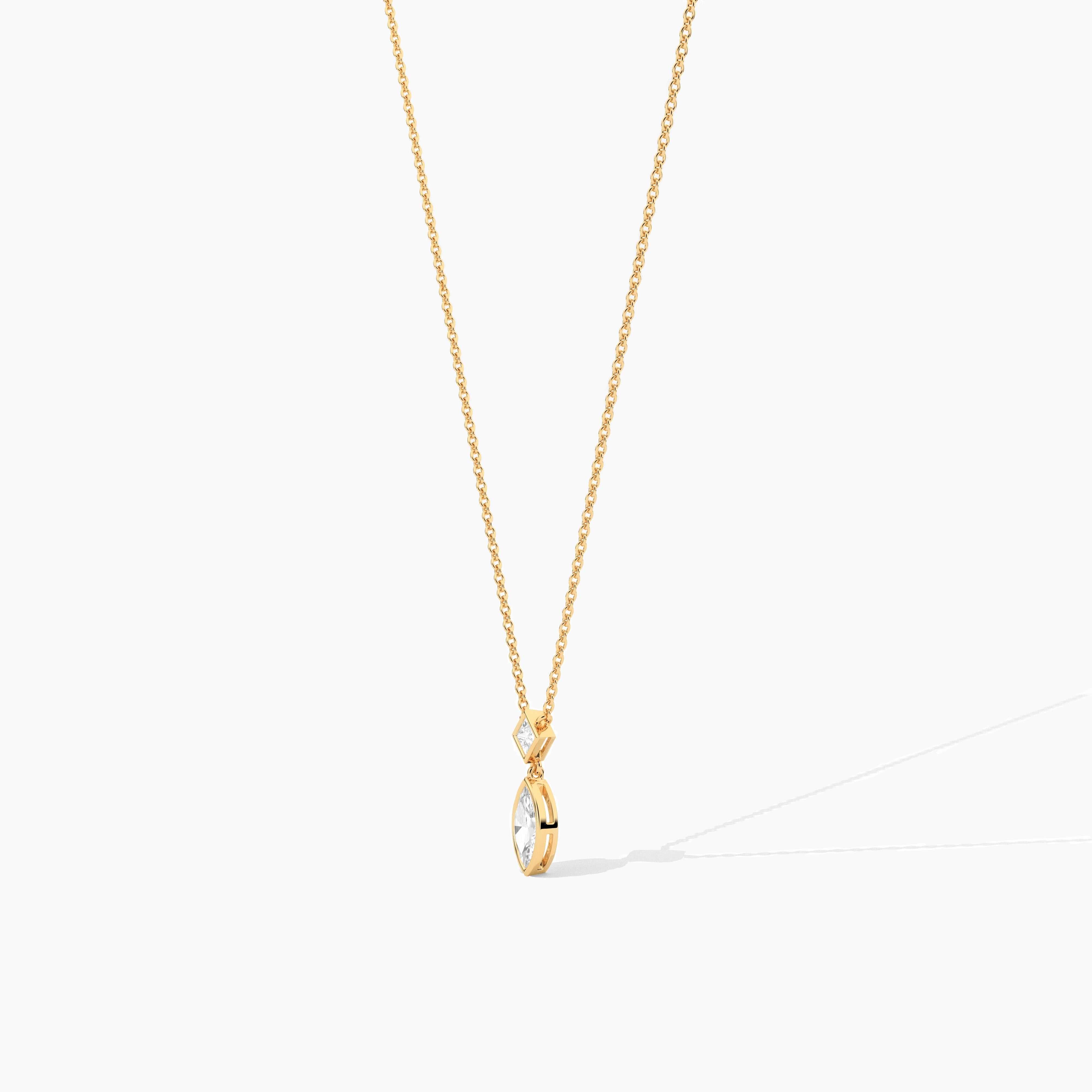 lab grown diamond necklace in yellow gold