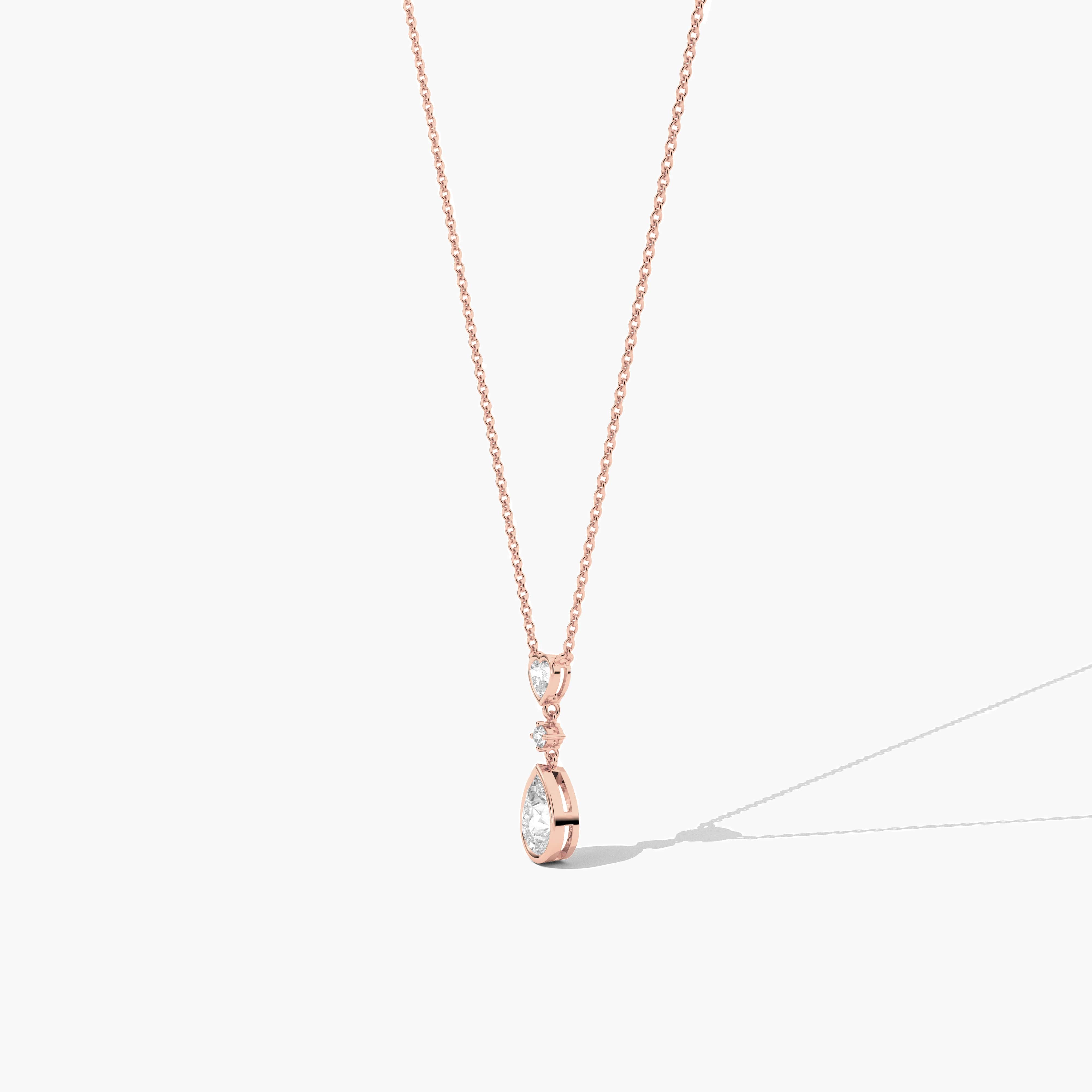 drop diamond necklace in rose gold