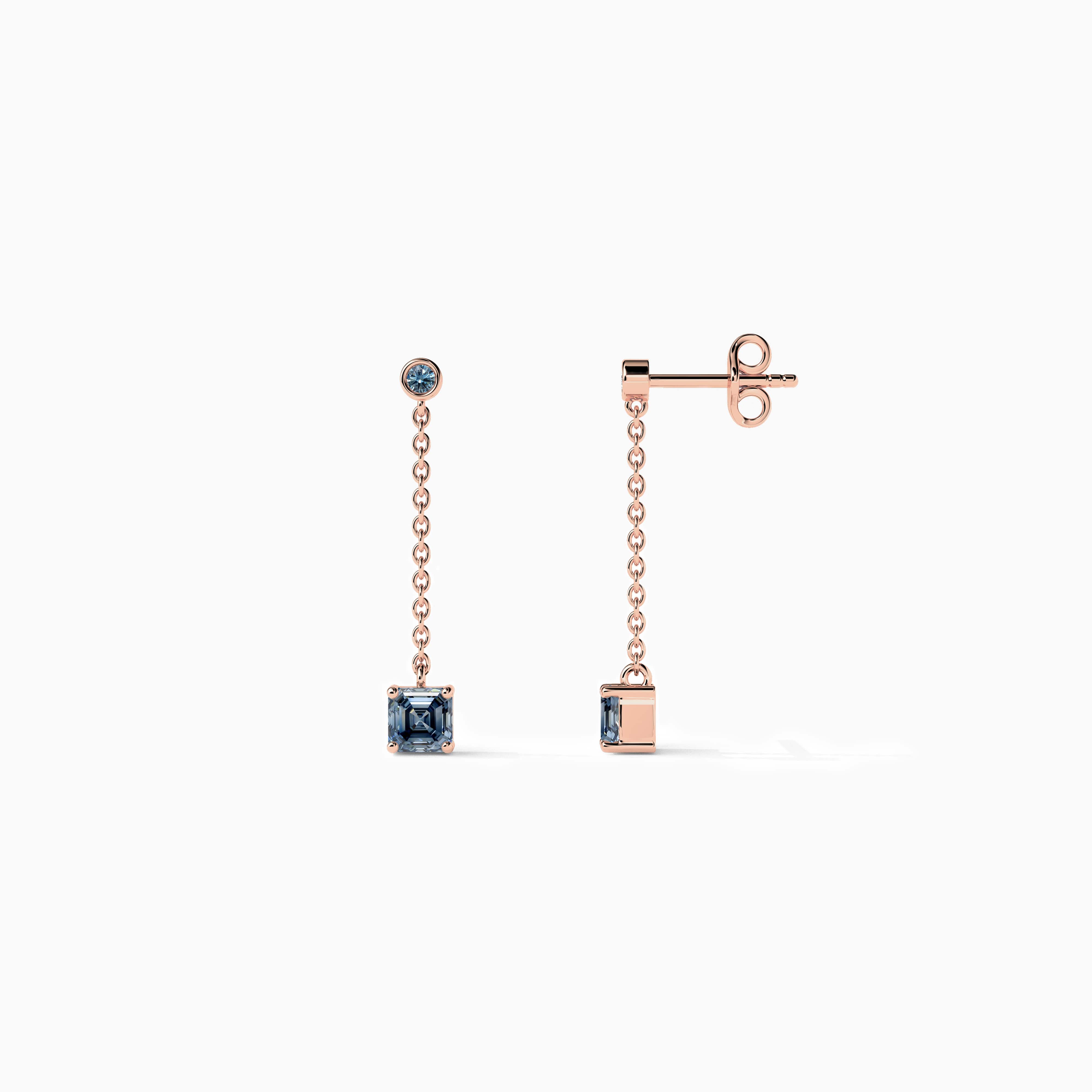 Rose Gold Asscher Cut Earring 