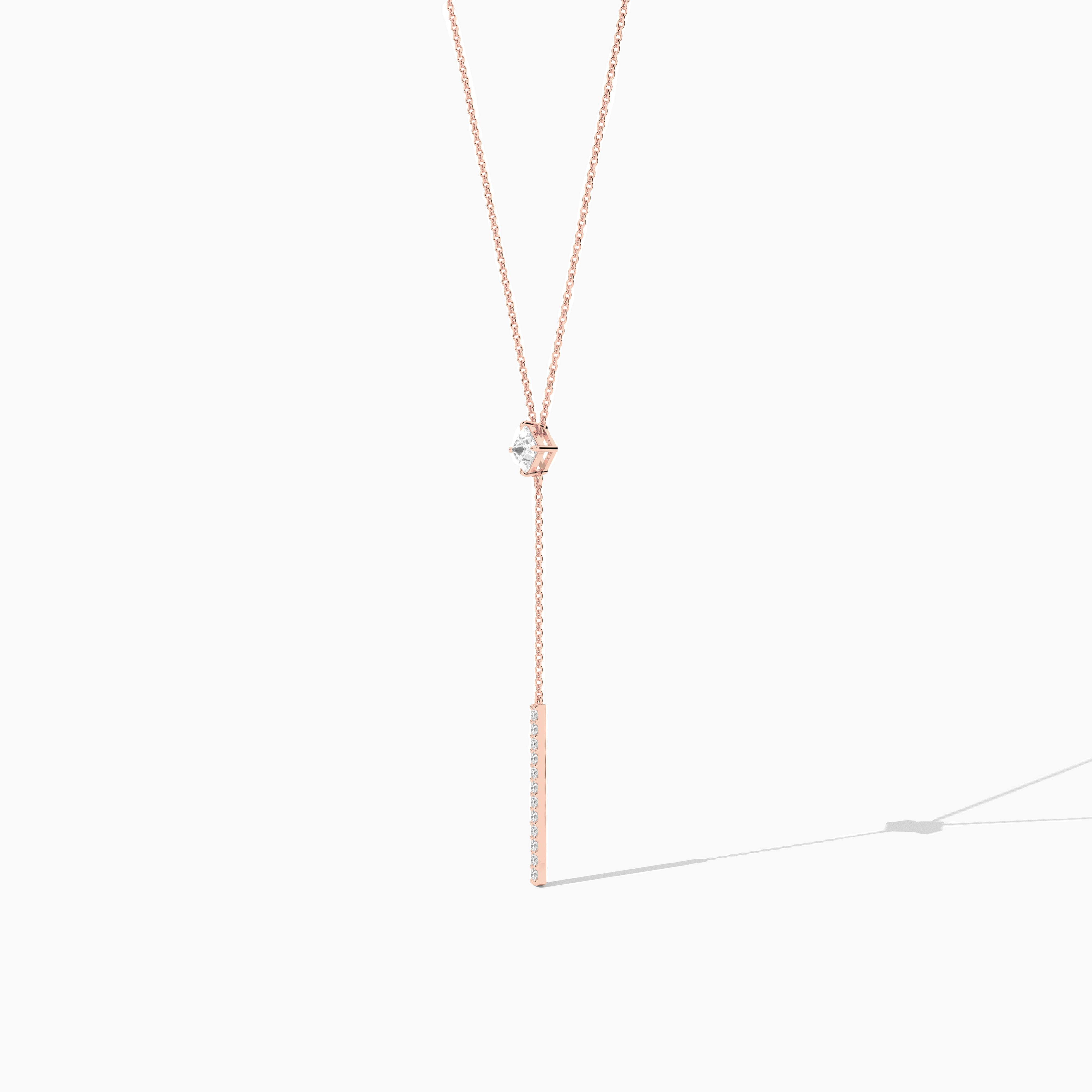 princess and round shape diamond  lariat necklace