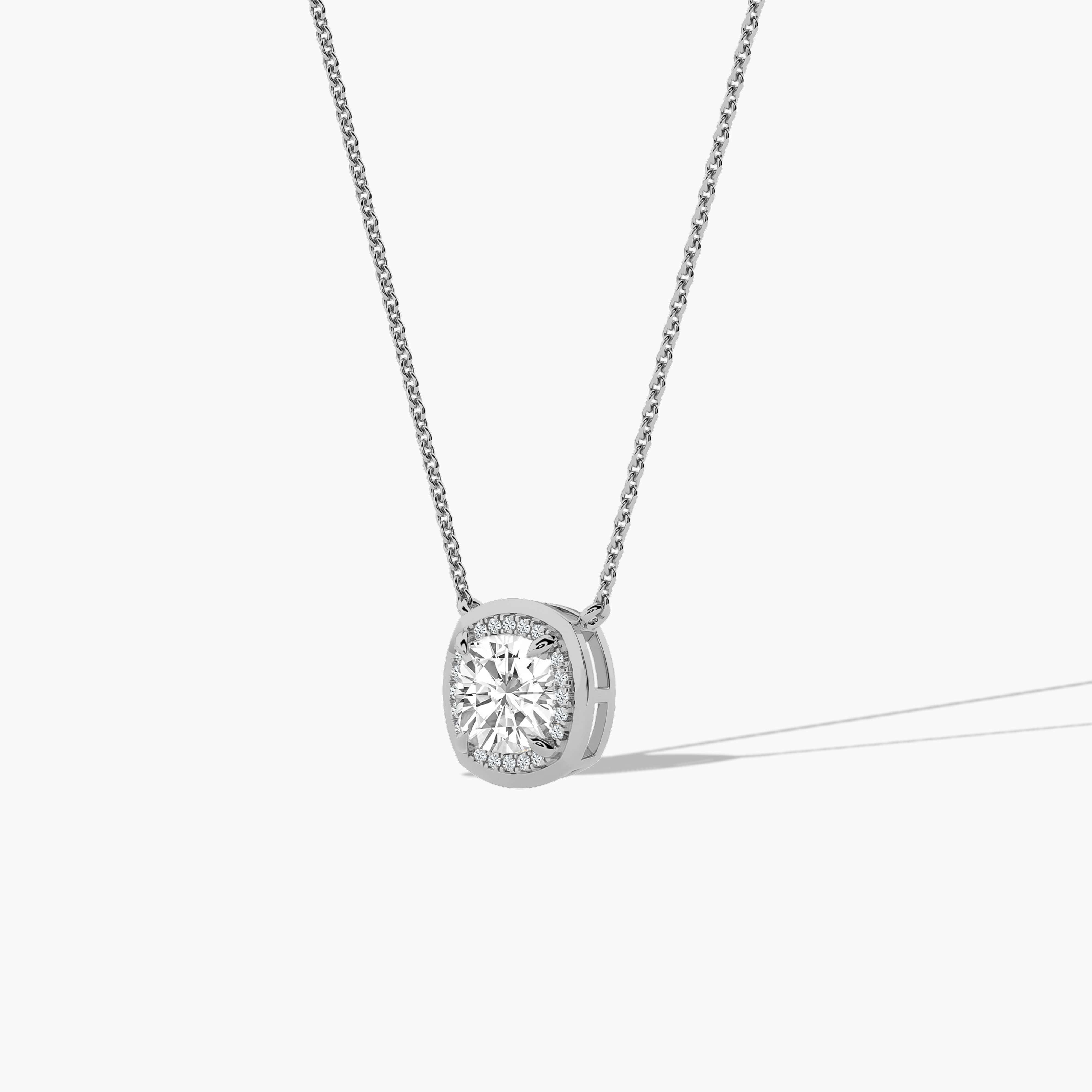 Cushion Cut Halo Diamond Necklace