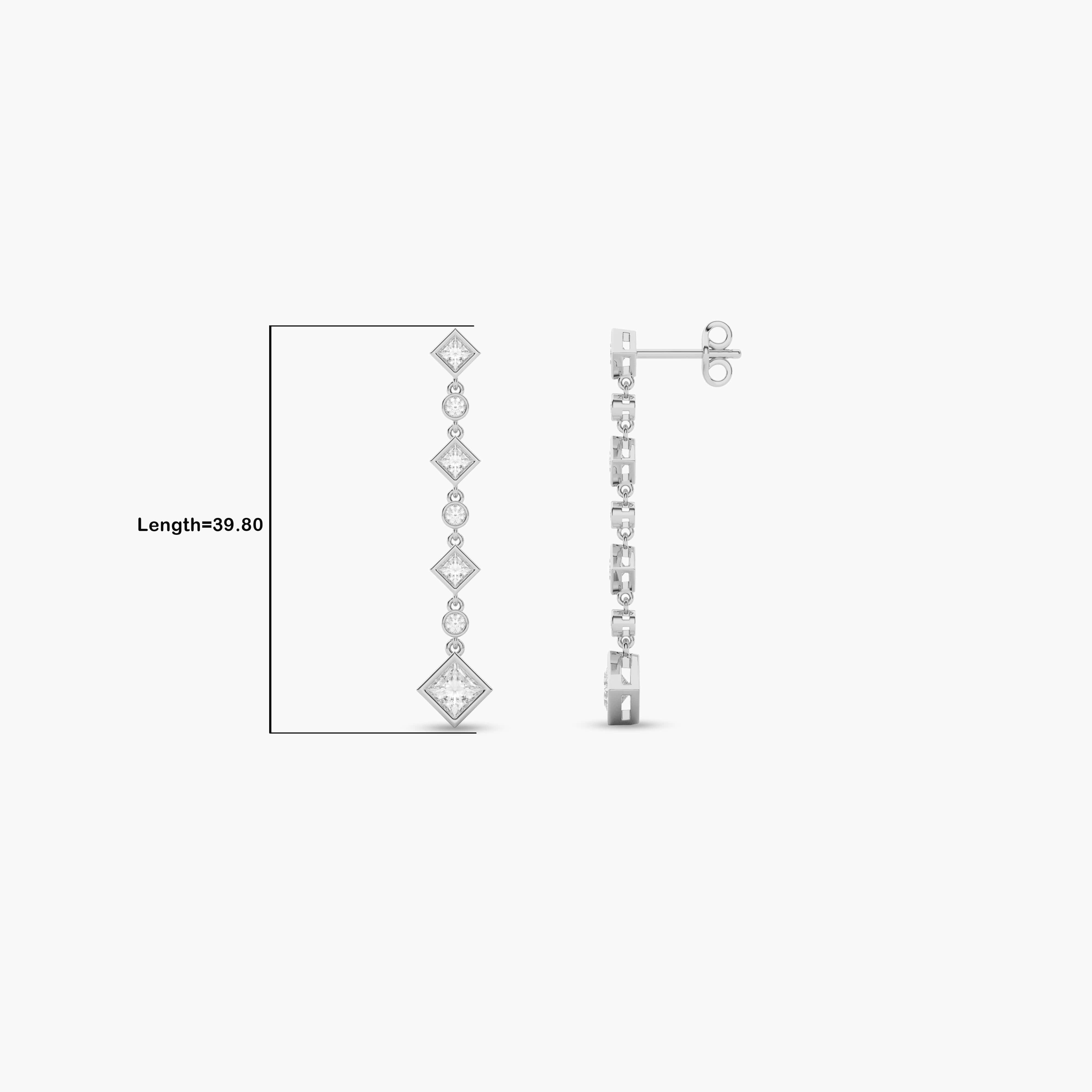 diamond linear drop earrings white gold