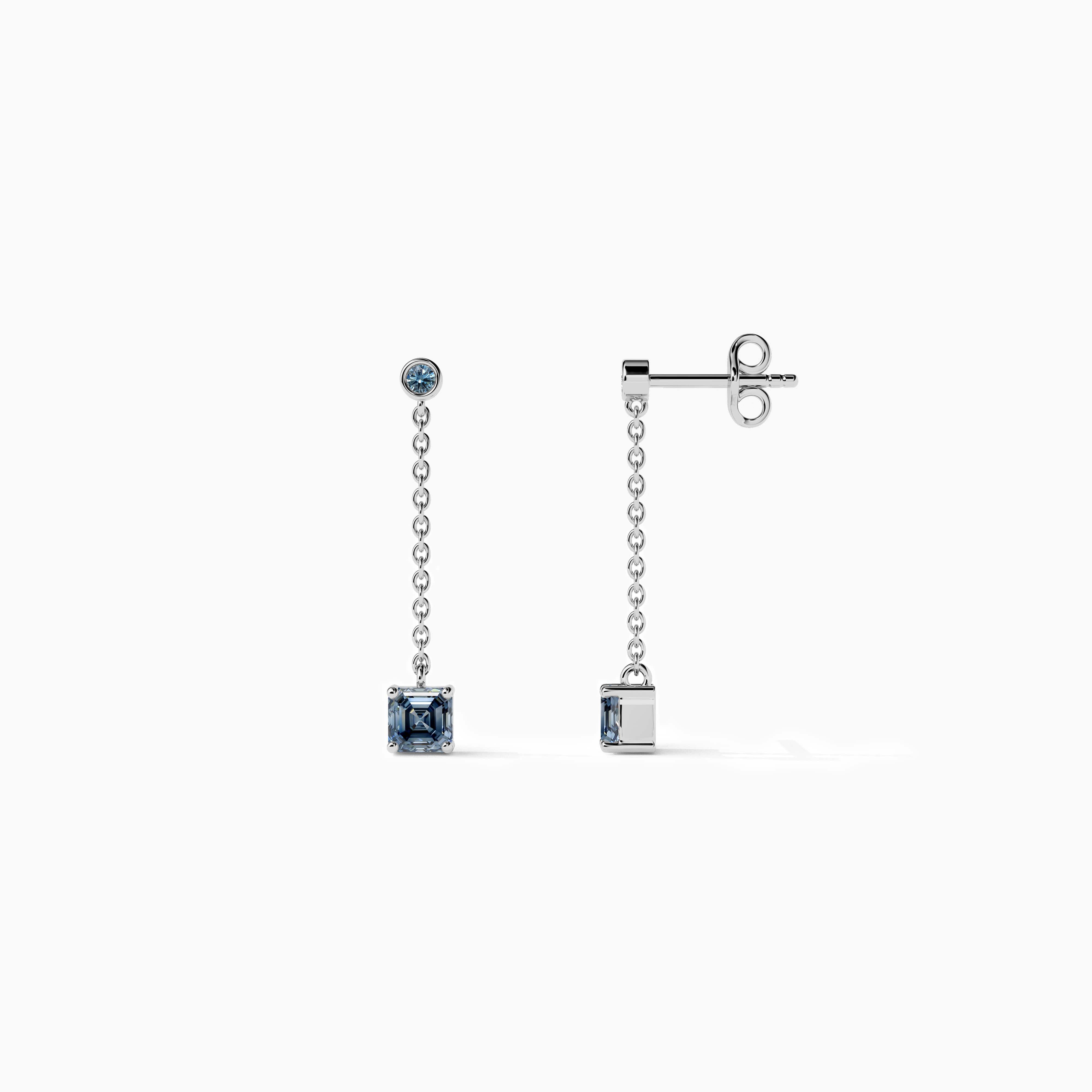 white gold deep blue diamond earring 