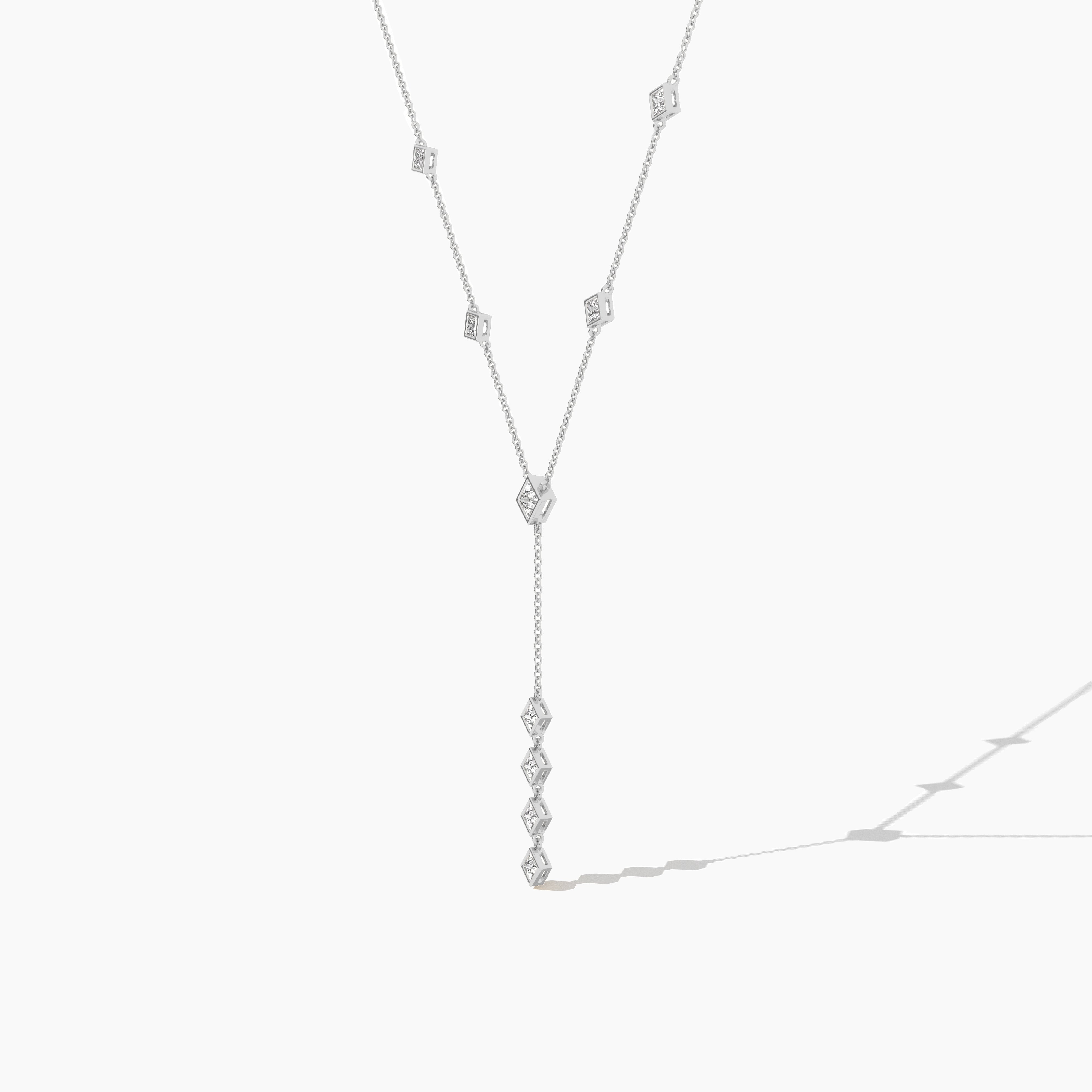 Moissanite Lariat Necklace in White Gold