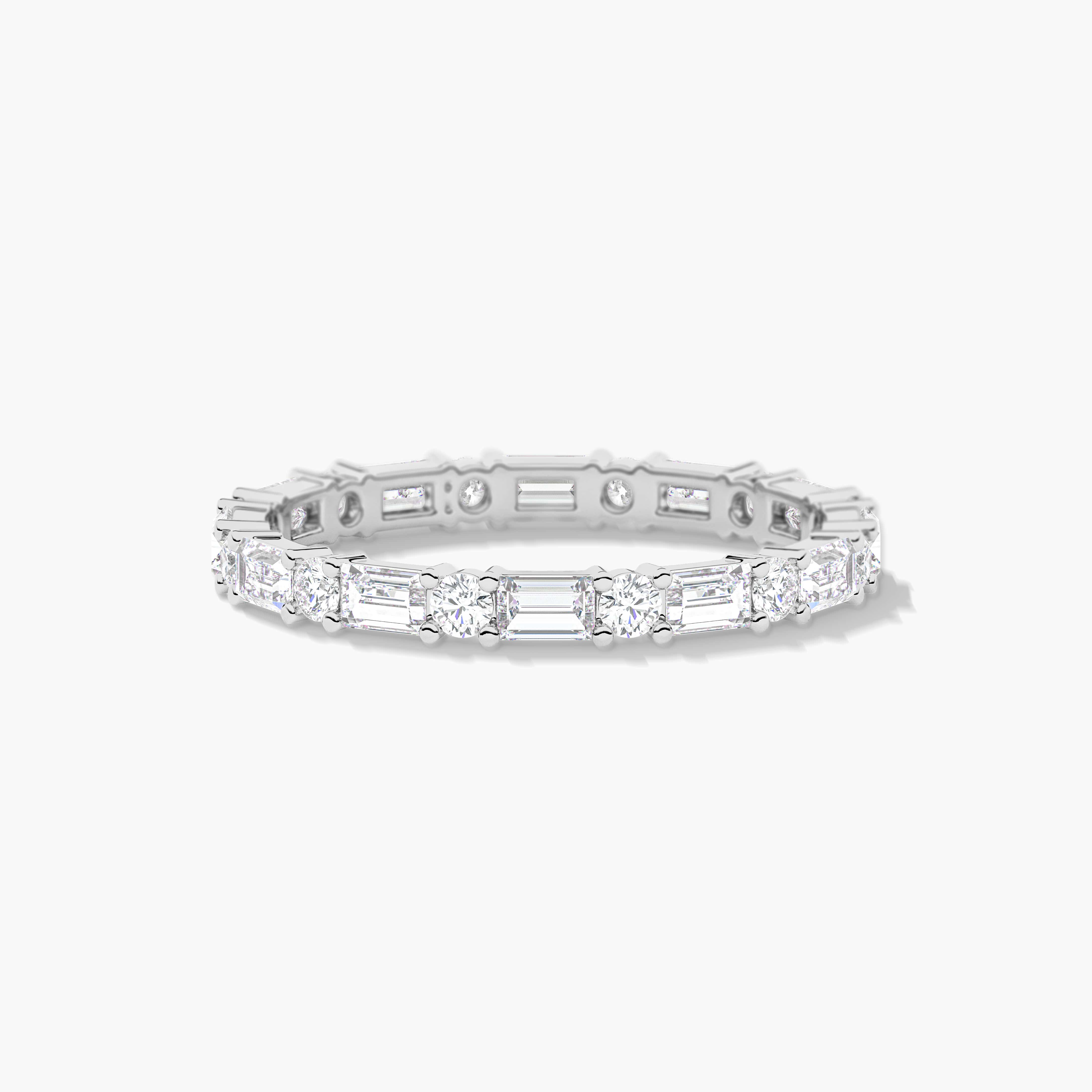 Silver Baguette Diamond Wedding Band​