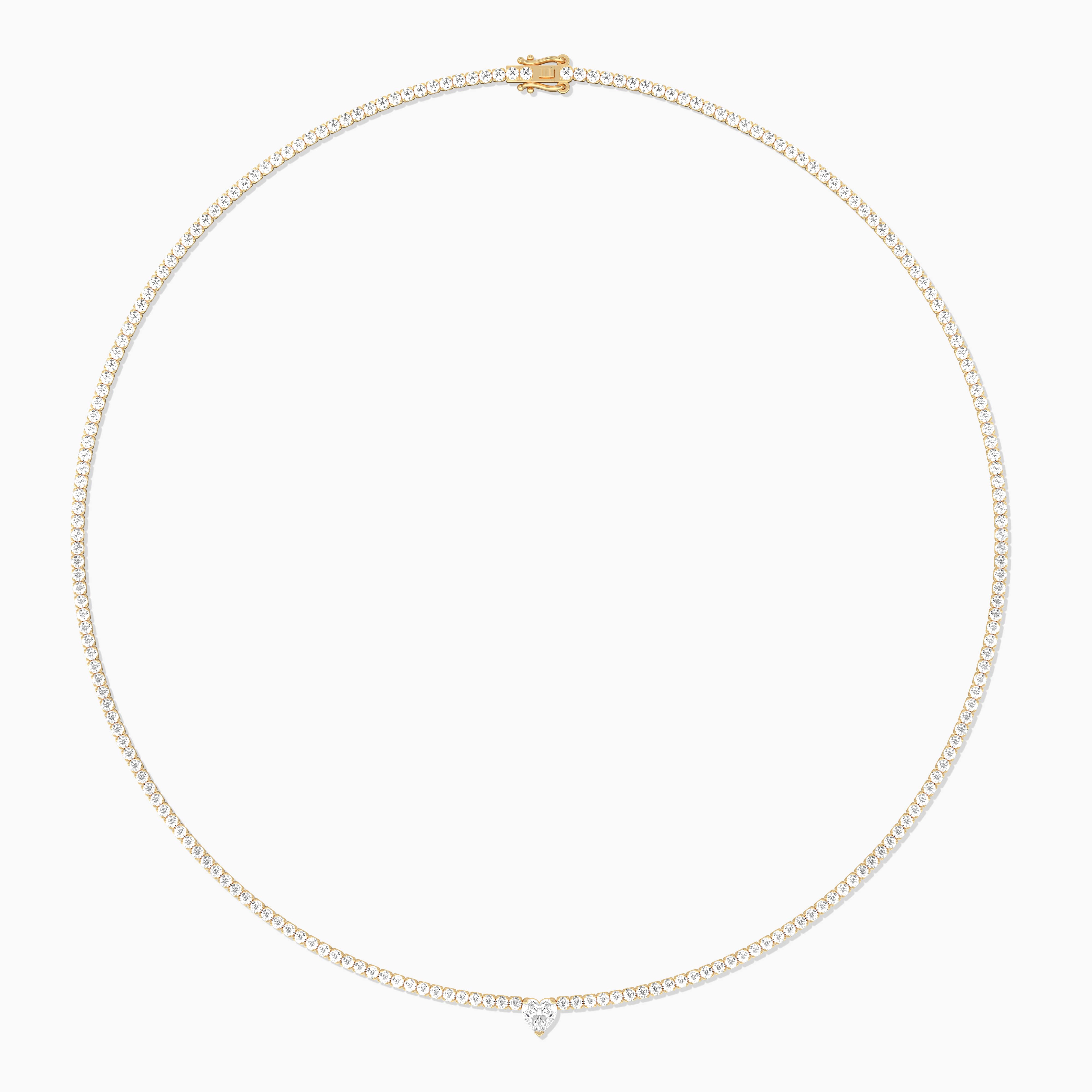 14k yellow gold diamond tennis necklace