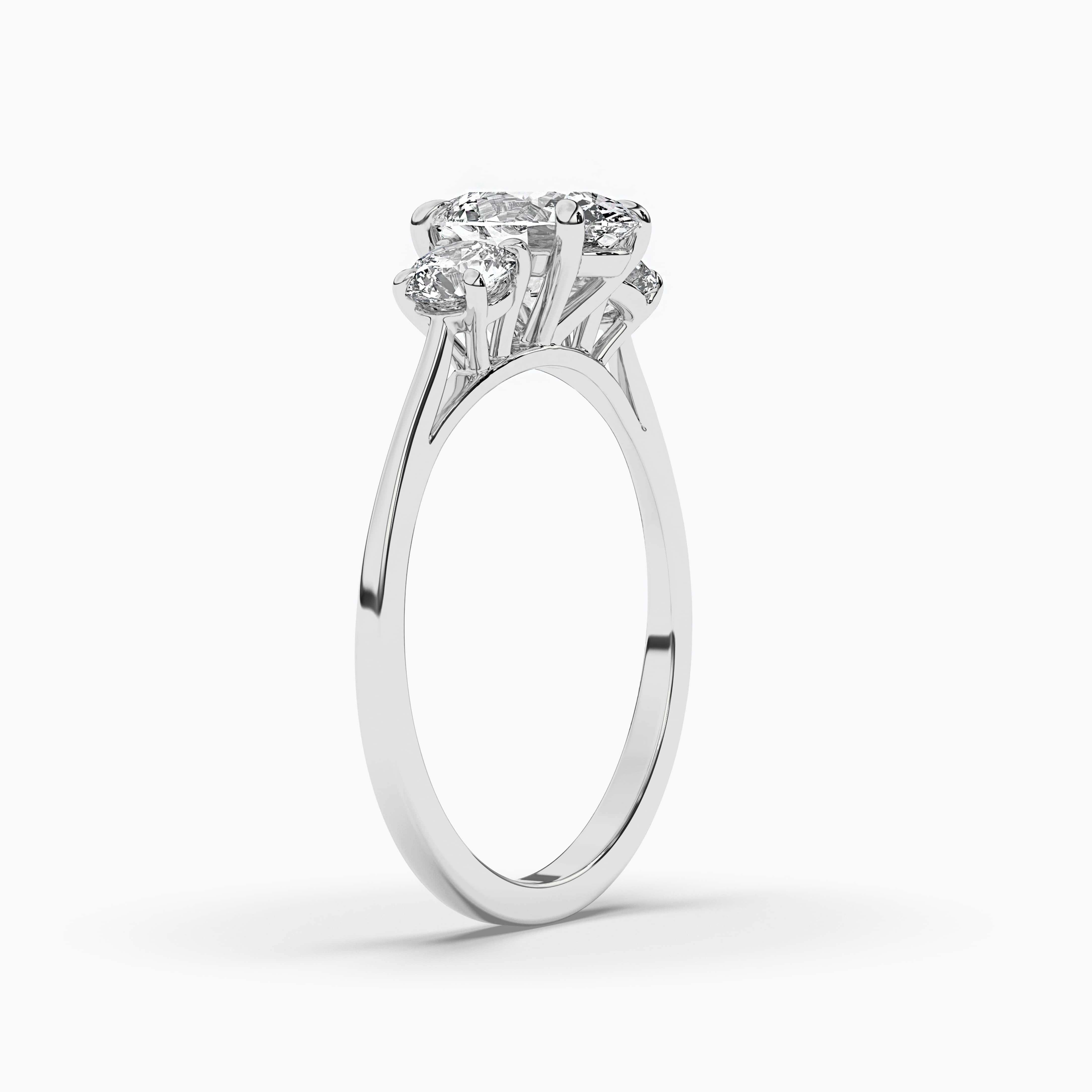 Sterling-Silver Oval Three Stone Ring​