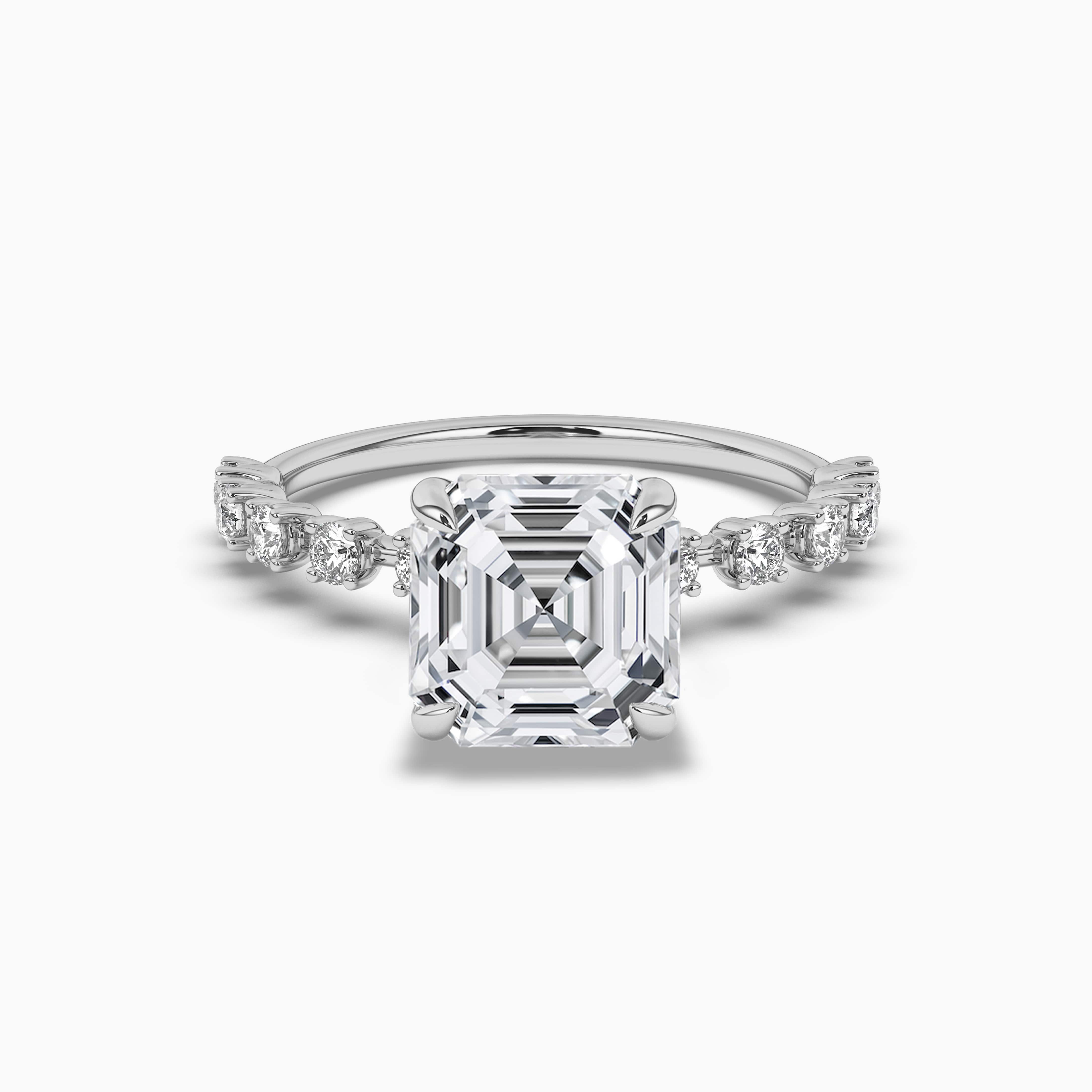 Sterling Silver Asscher Diamond Solitaire Ring​