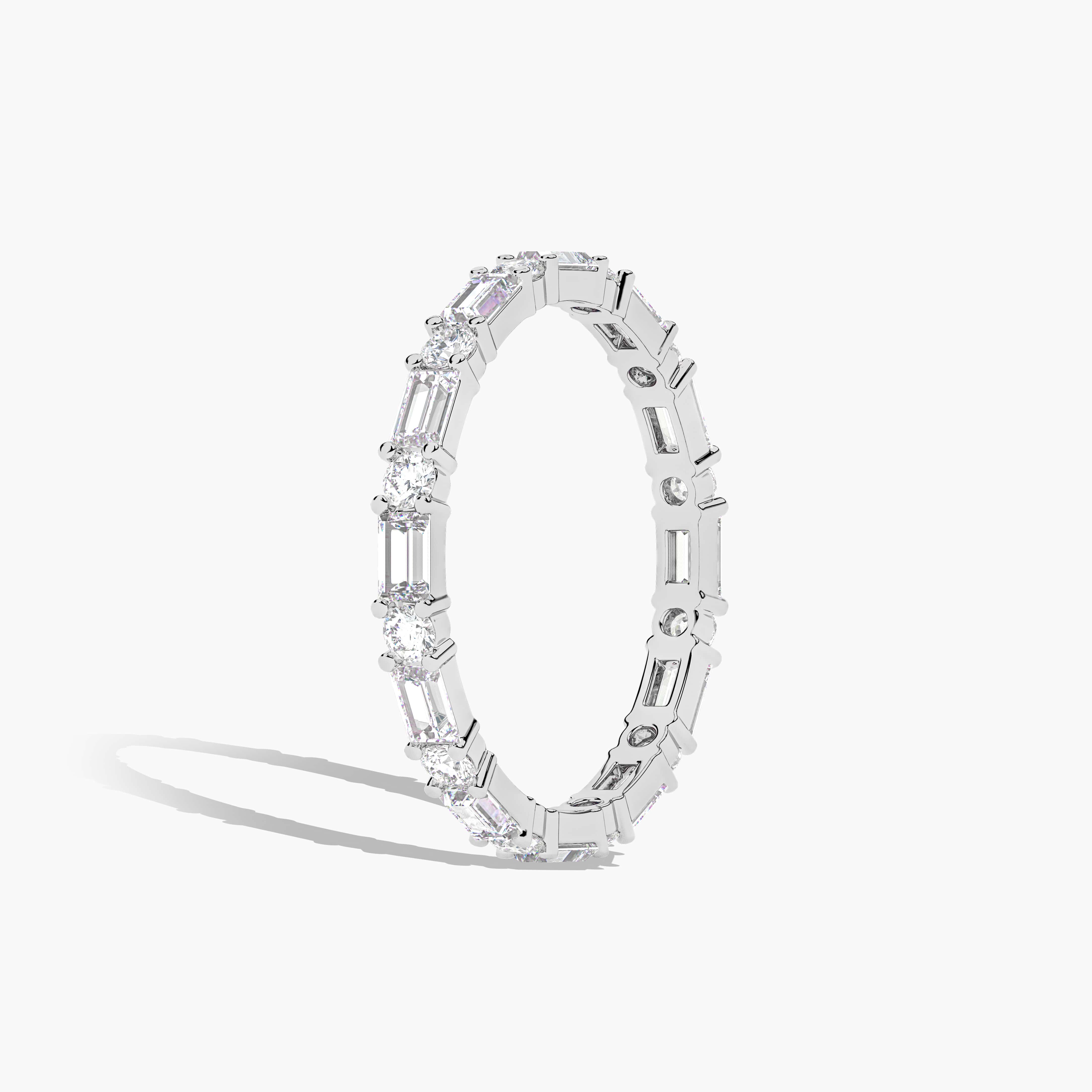 Sterling Silver Baguette Diamond Wedding Band​