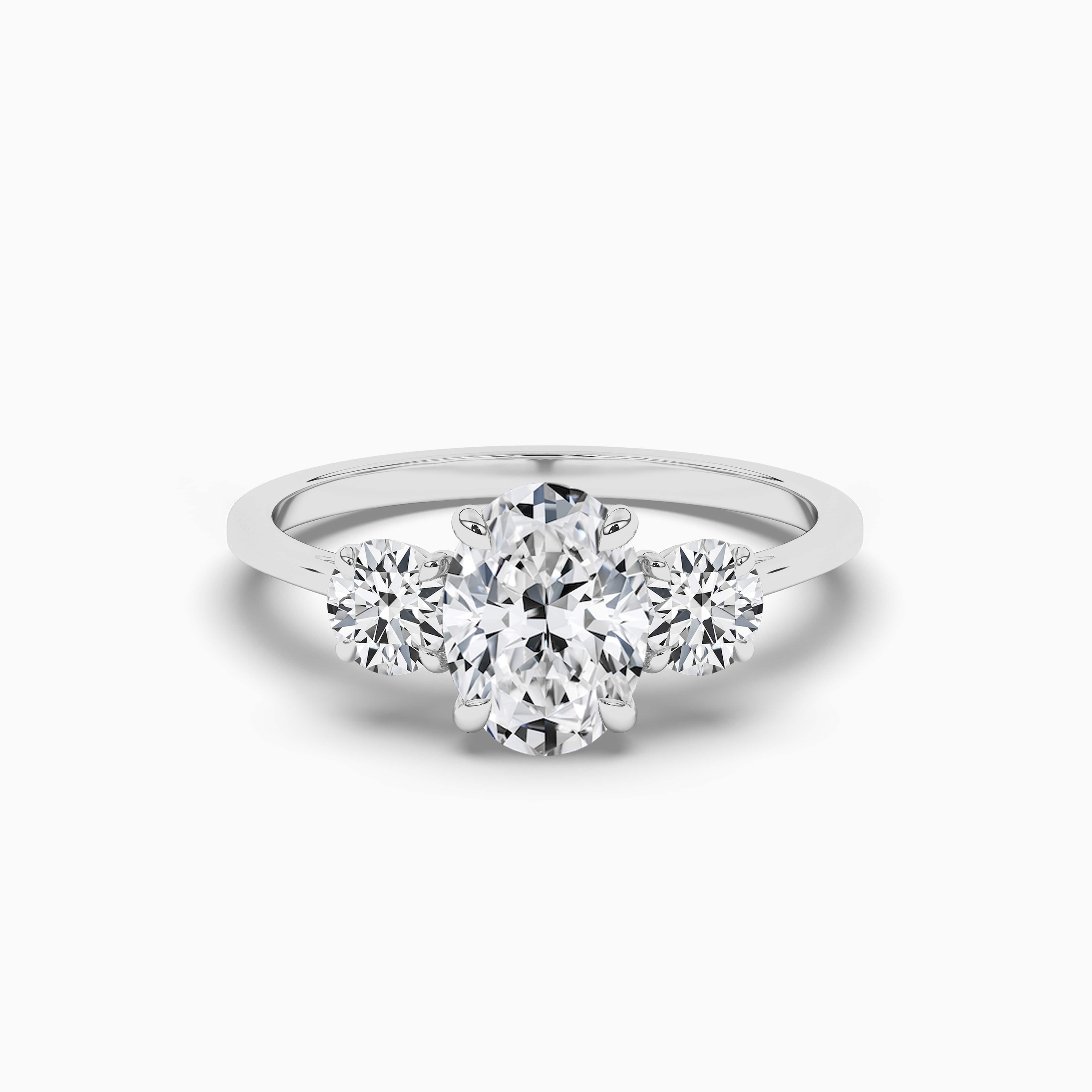 Sterling Silver Oval Three Stone Ring​