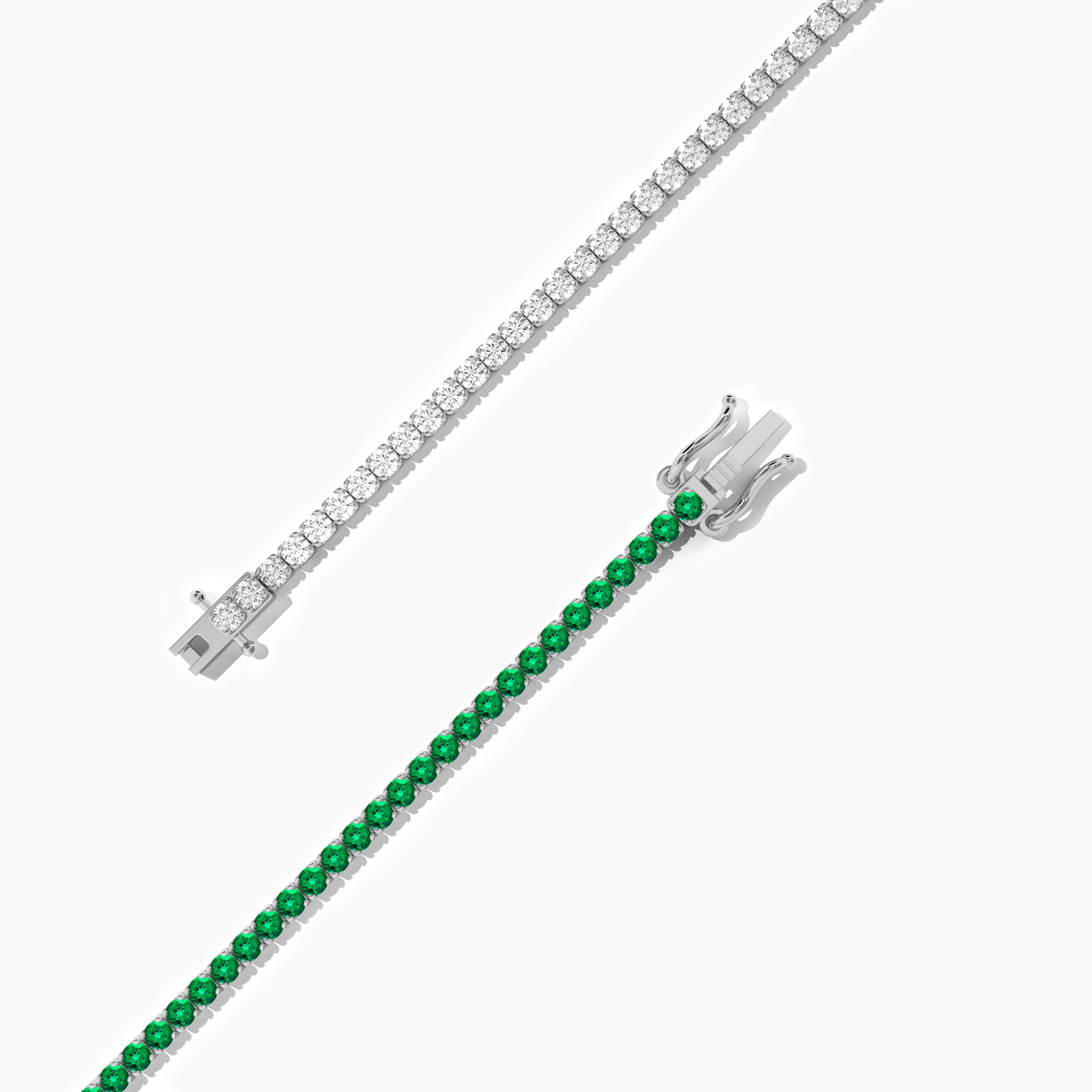 white gold emerald cut diamond tennis bracelet 