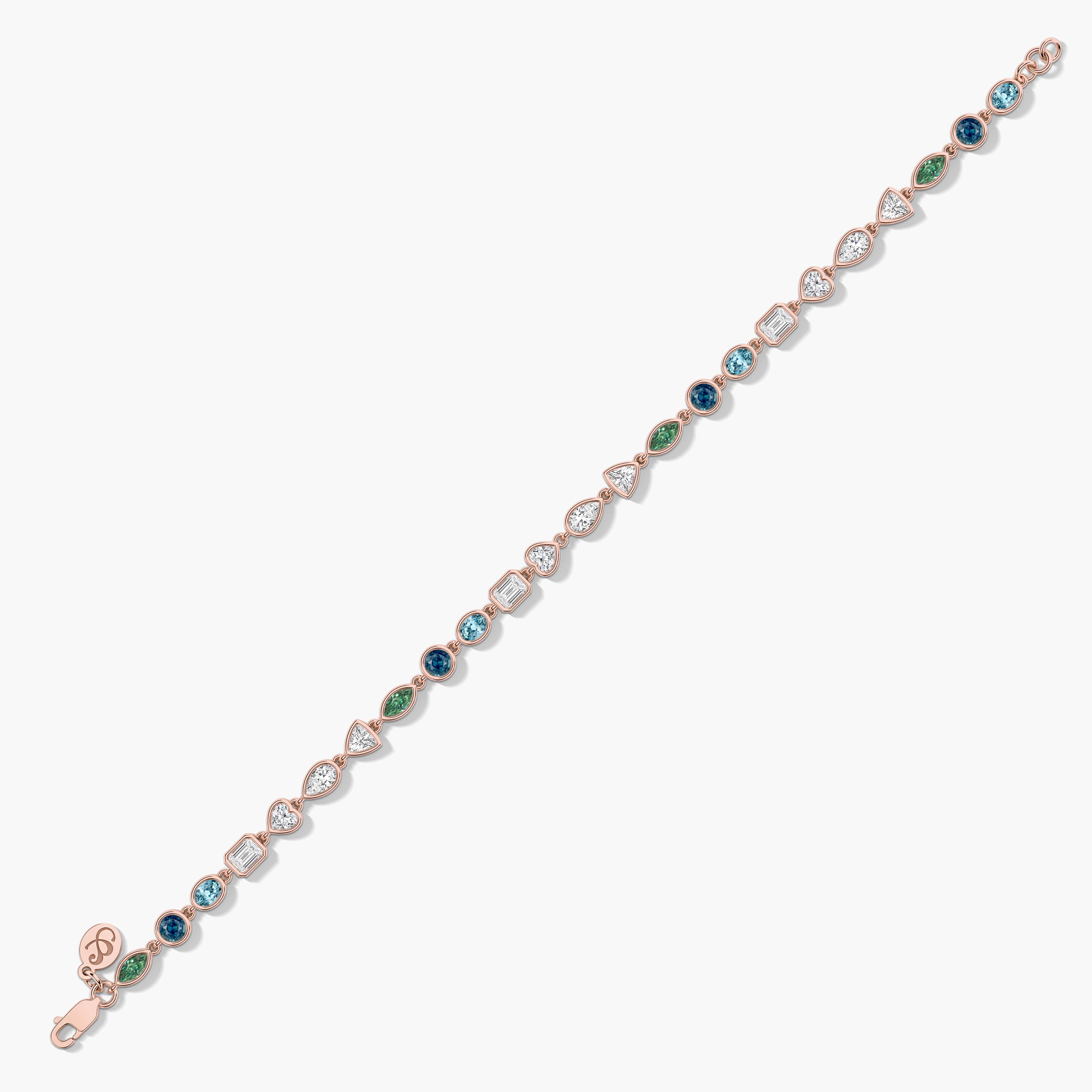 Blue and Green Classic Diamond Tennis Bracelet