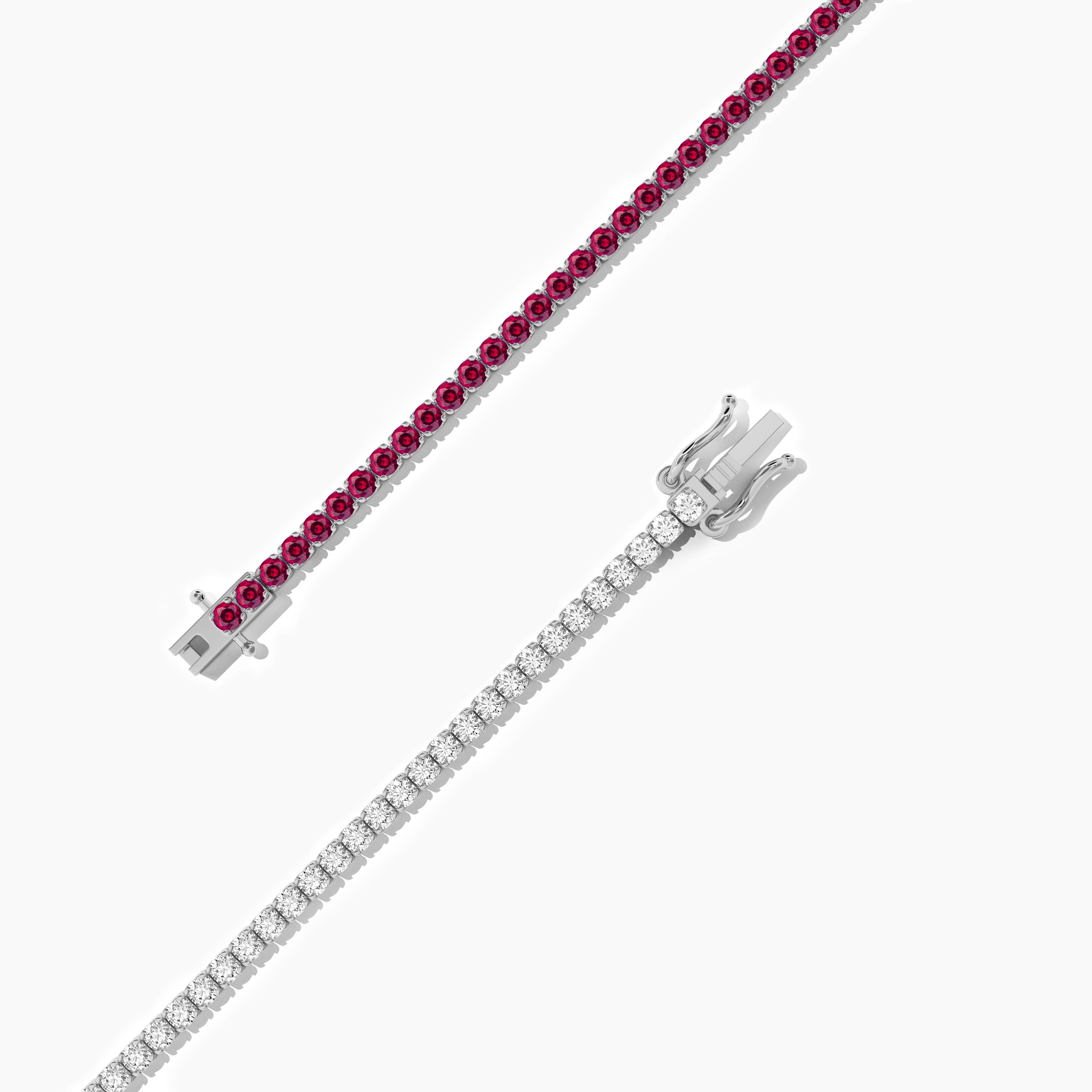 white gold tennis bracelet in ruby diamond 