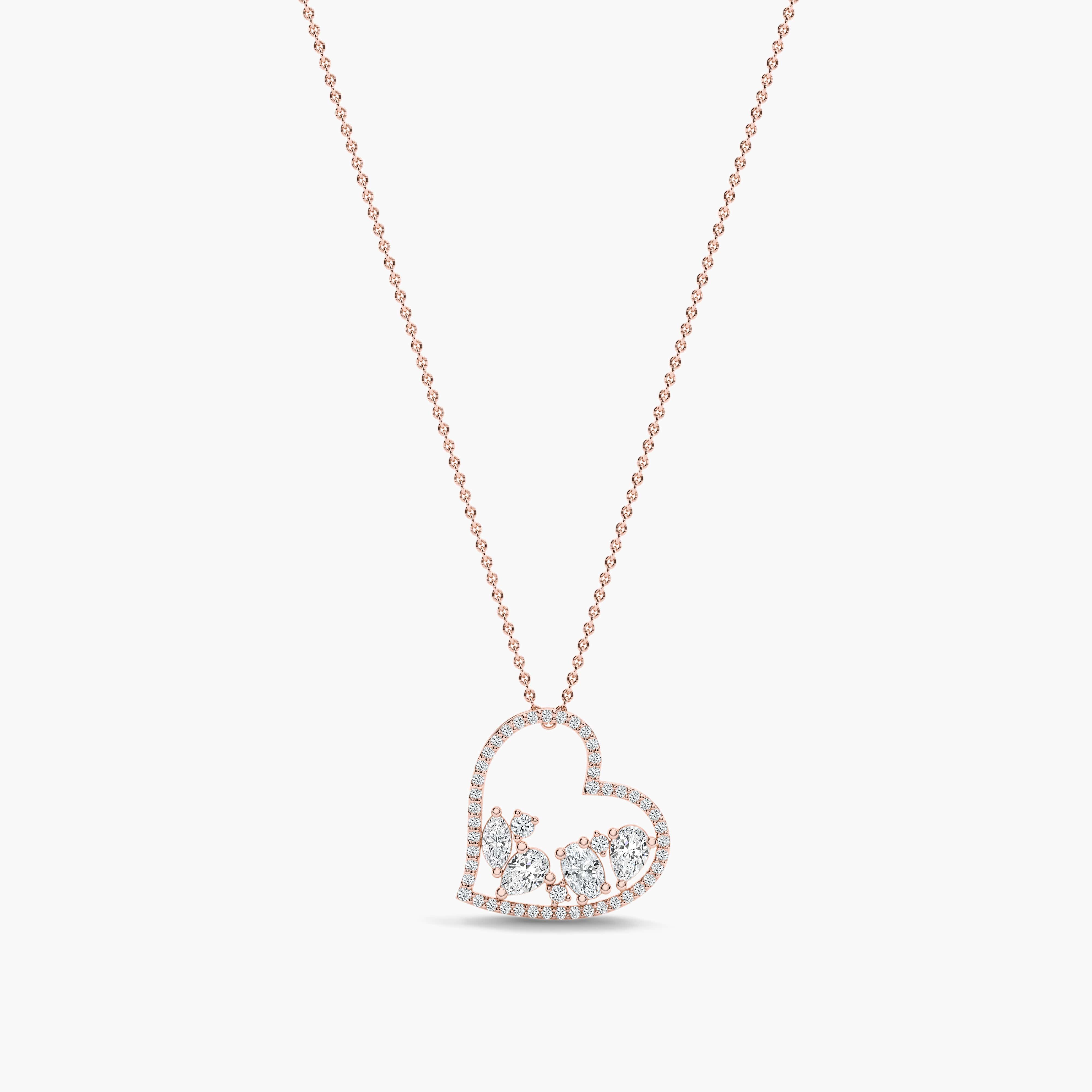 gold diamond heart pendant