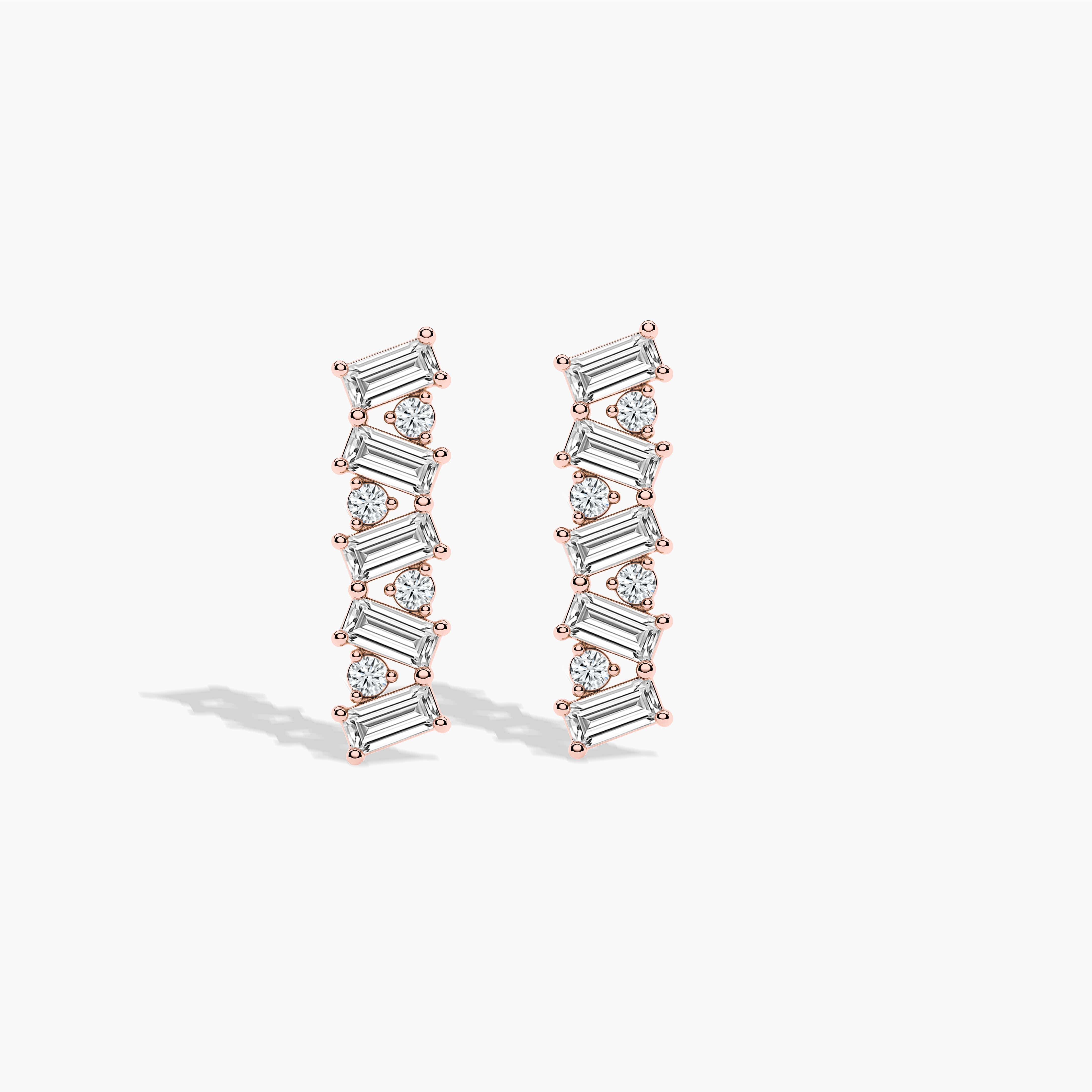 baguette earring studs