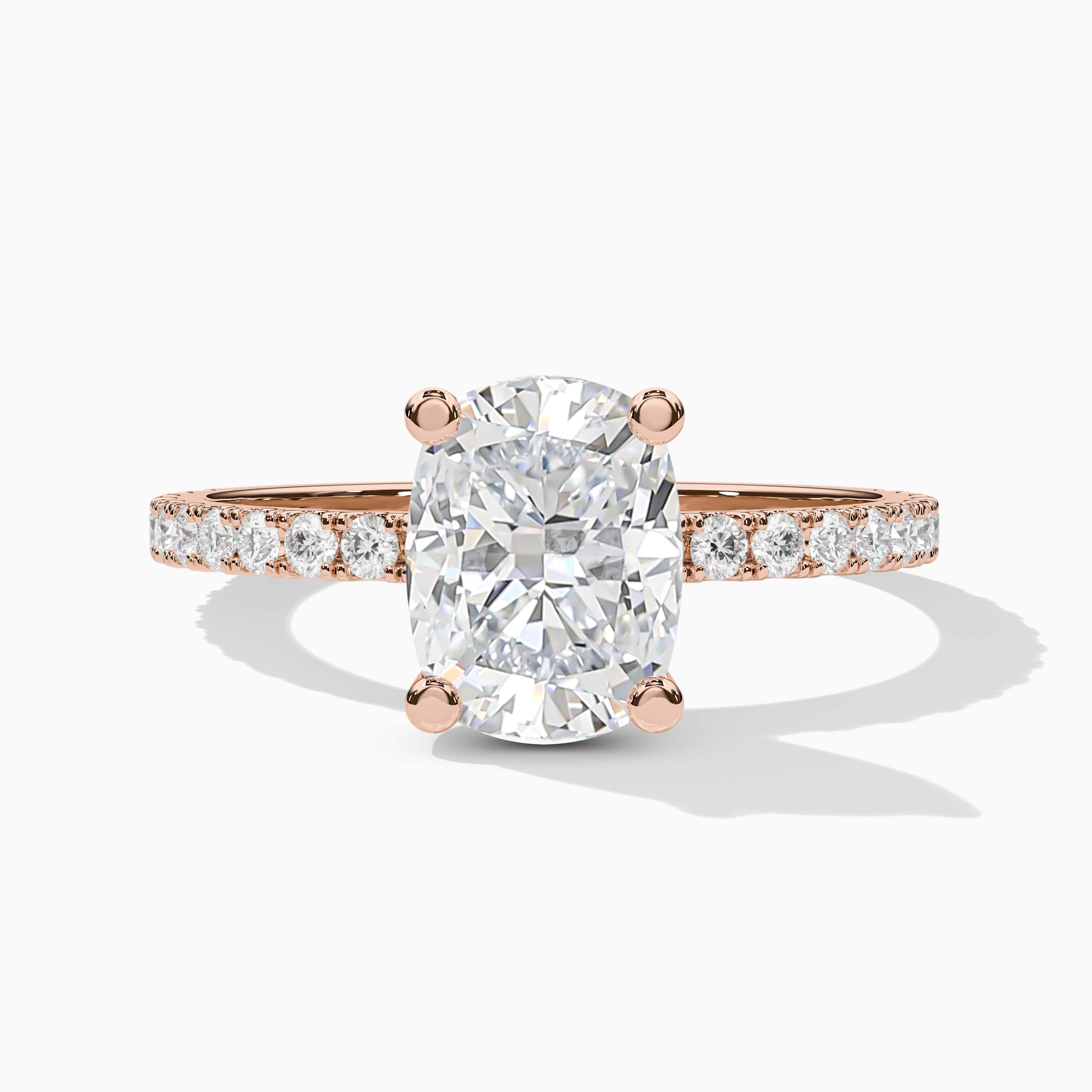 elongated cushion engagement ring rose gold