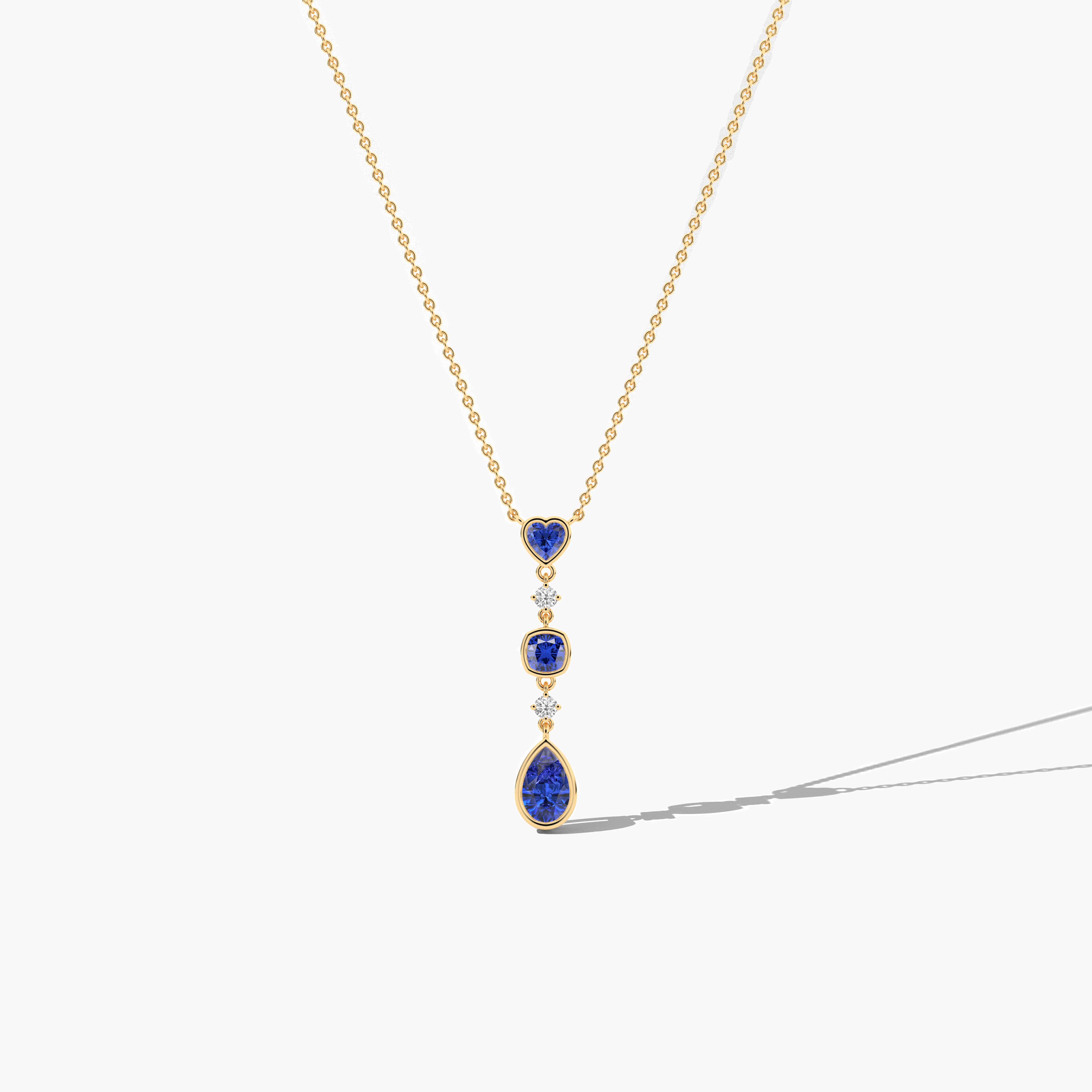 blue sapphire necklace rose gold