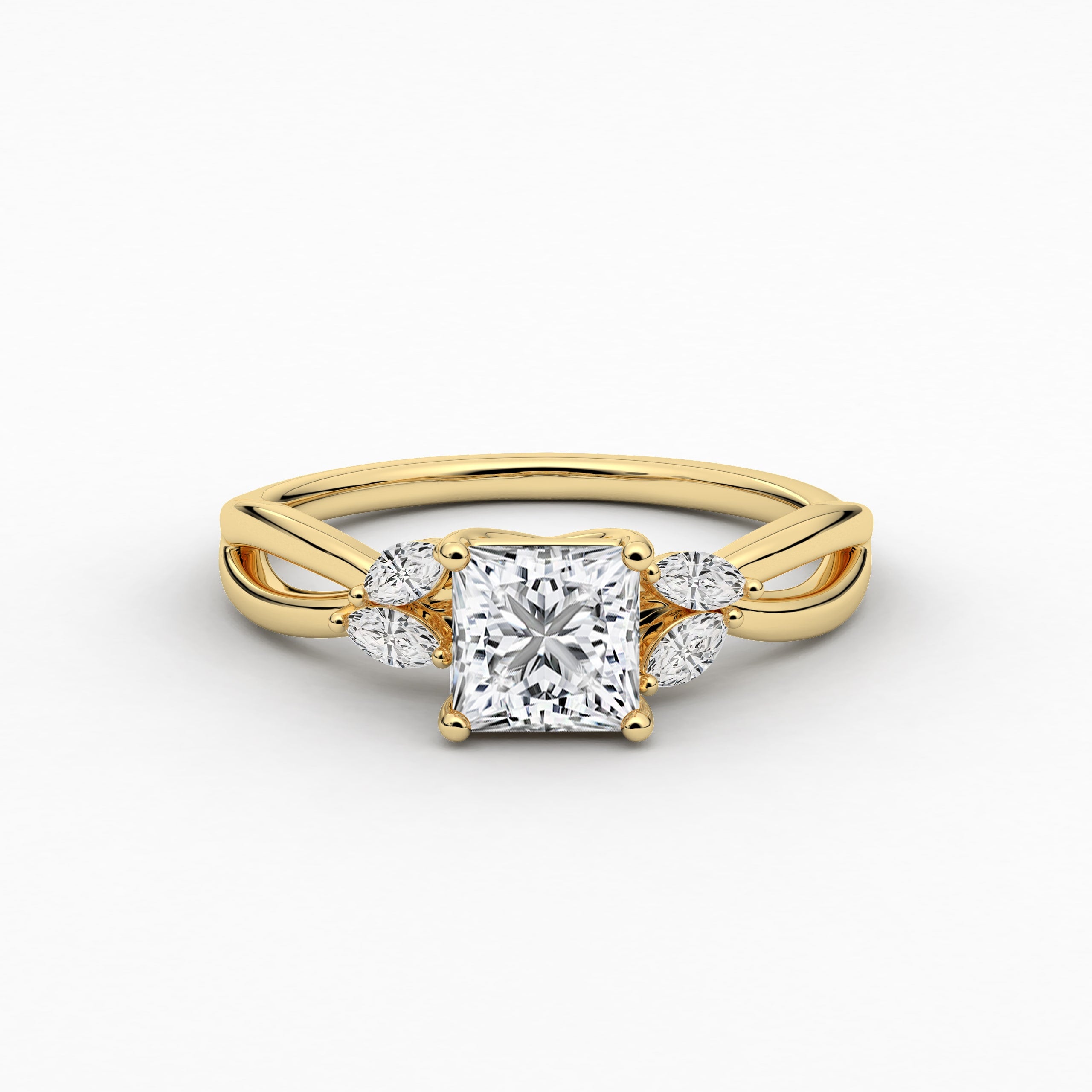 Nature-Inspired Princess Lab Grown Diamond Ring With Marquise